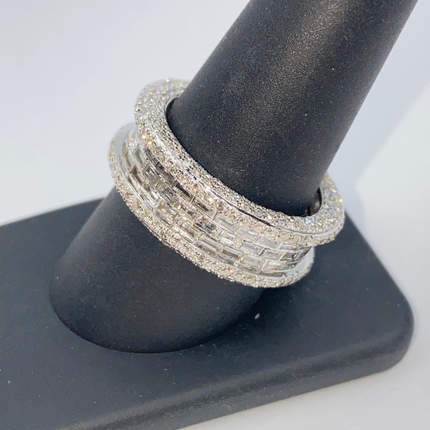 14K 8MM Iced Infinity Diamond Baguette Ring