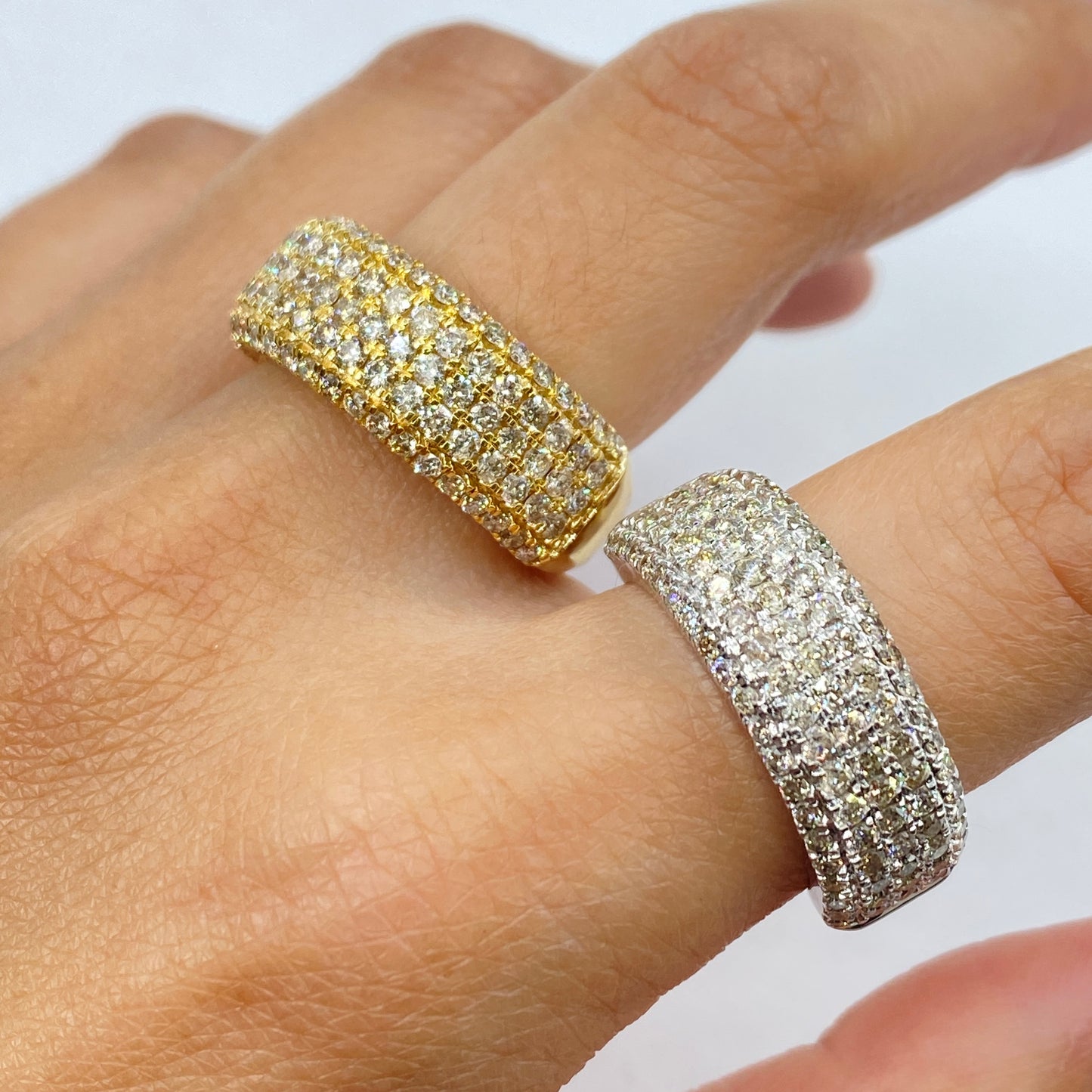 14K 8MM Iced Stack Diamond Ring Band