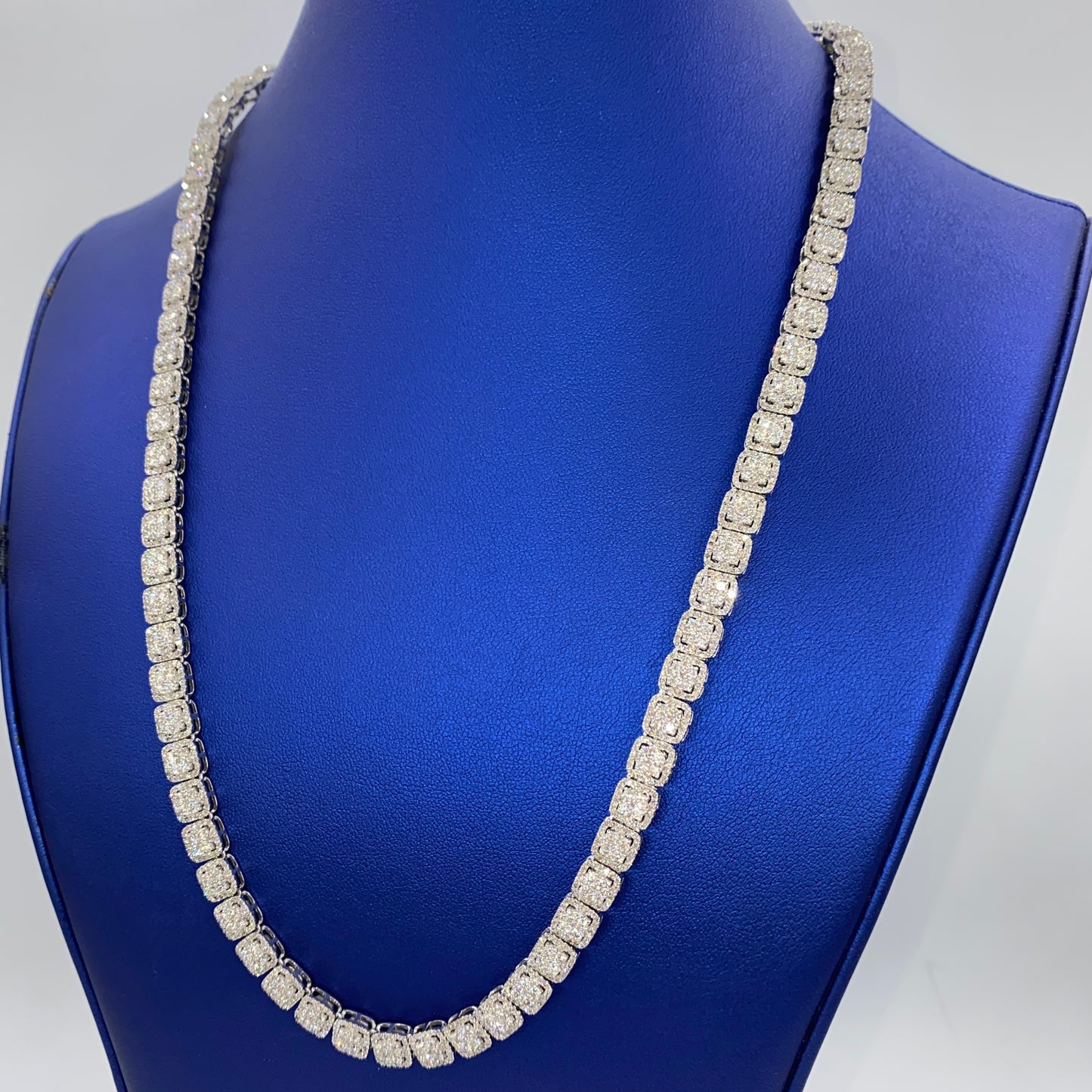 10K Square Tower Diamond Tennis Chain Necklace