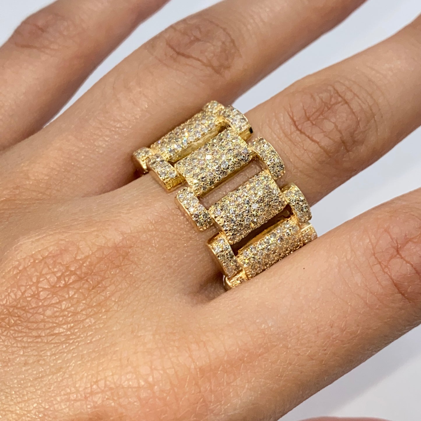 10K/14K 15MM Watchband Diamond Ring