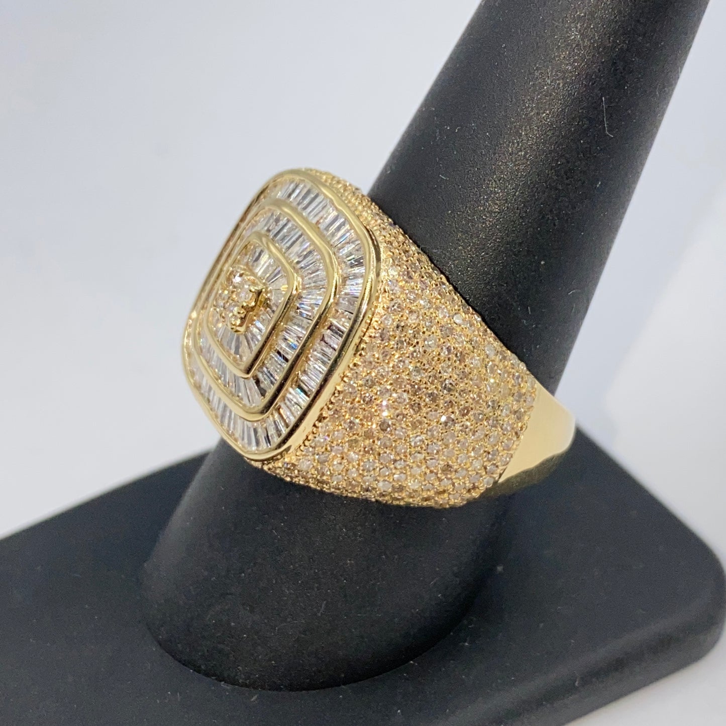 14K Jumbo Square Baguette Diamond Ring