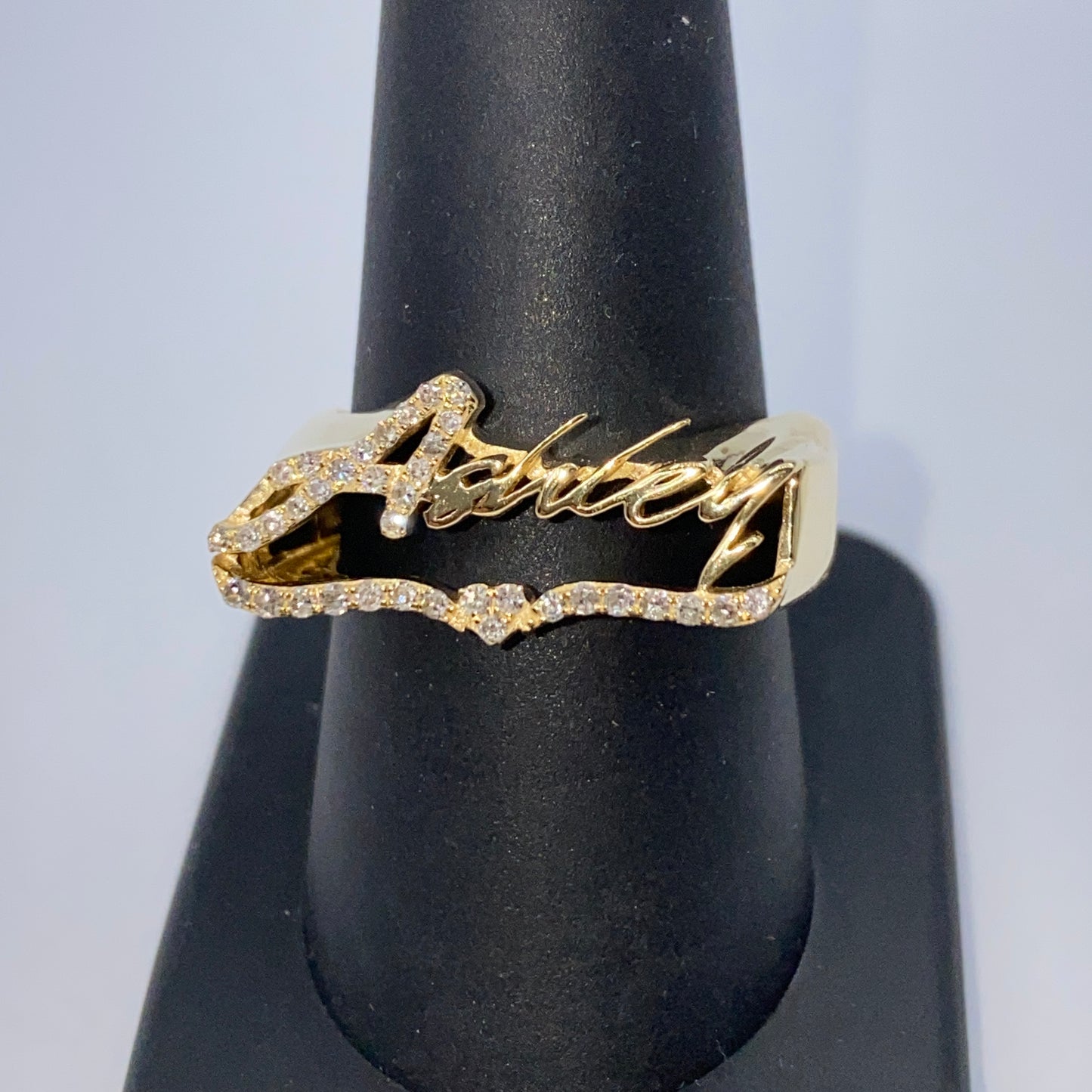 Custom Nameplate Diamond Ring