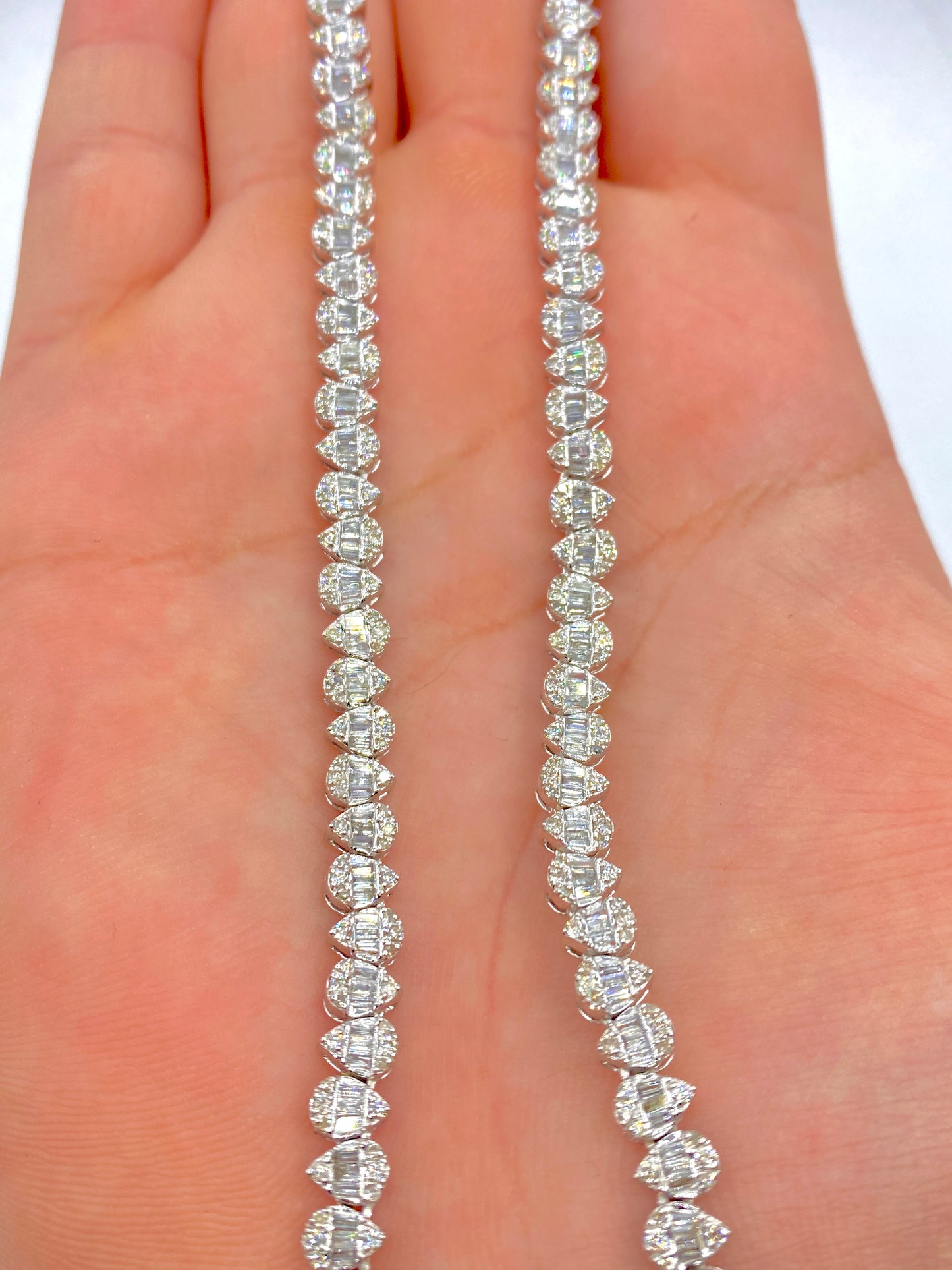 14K Bridal Baguette Pear Tennis Chain