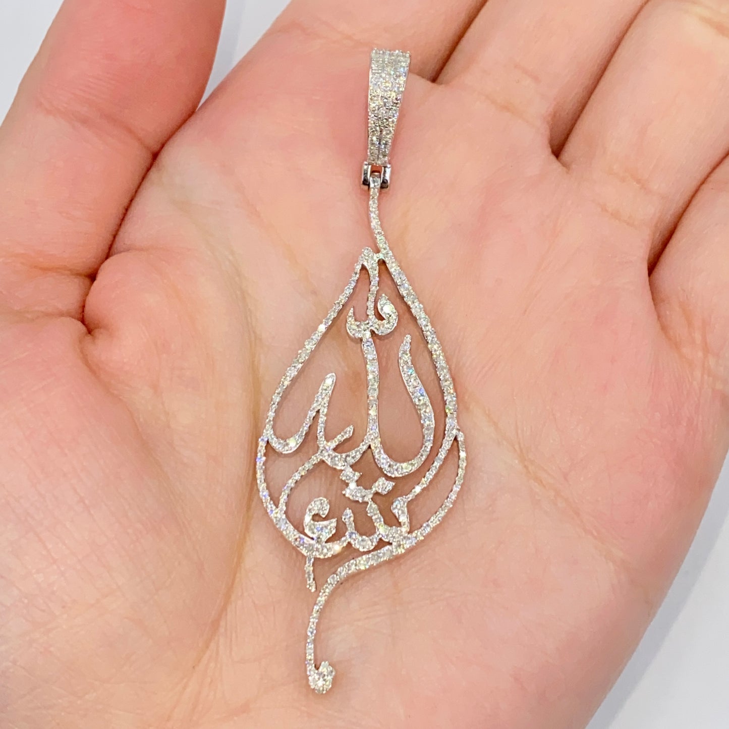 14K Allah Leaf Diamond Pendant