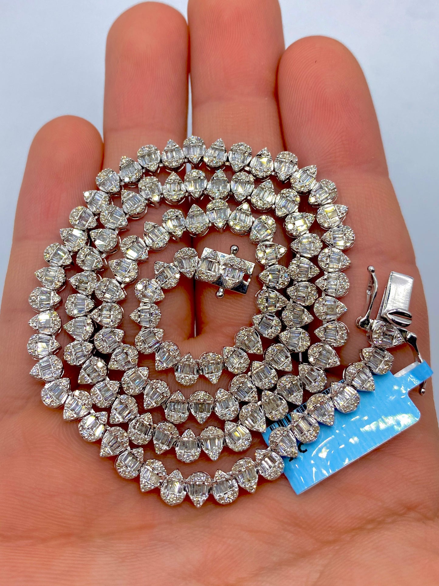 14K Bridal Baguette Pear Tennis Chain