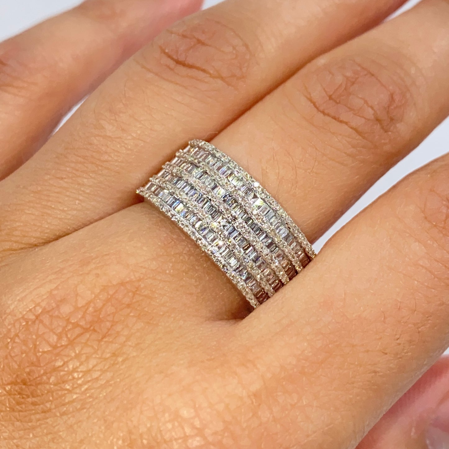 10K 10MM Stacked Diamond Baguette Ring