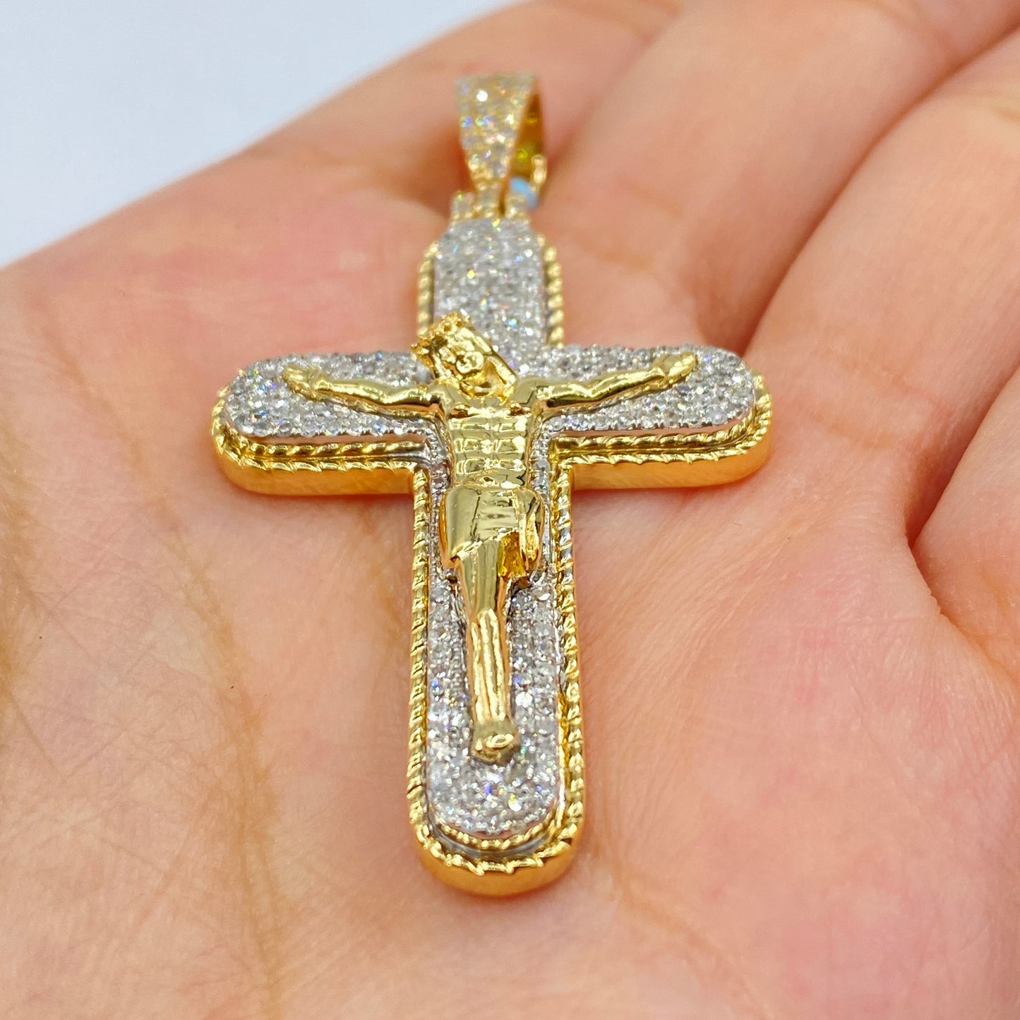 14K Jesus Cross Diamond Pendant