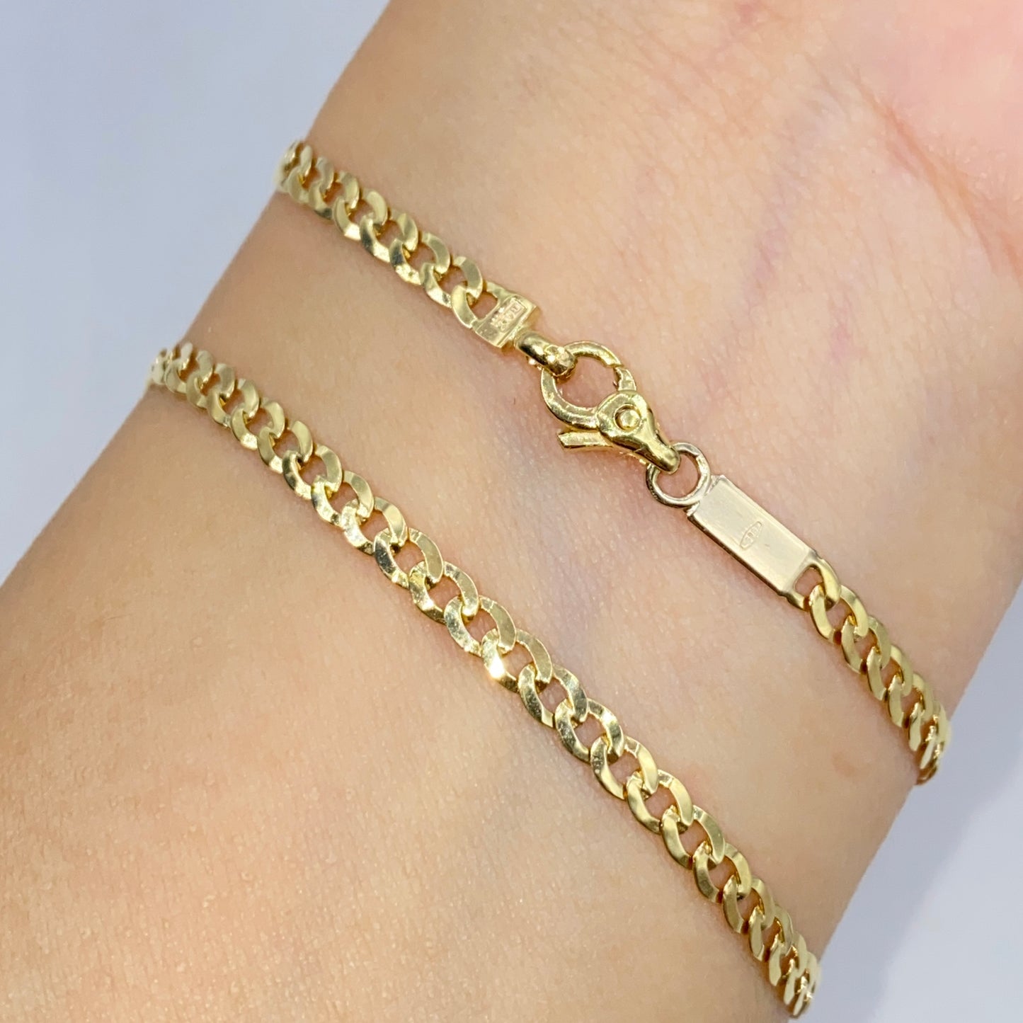 14K 3MM Solid Cuban Link Baby Bracelet
