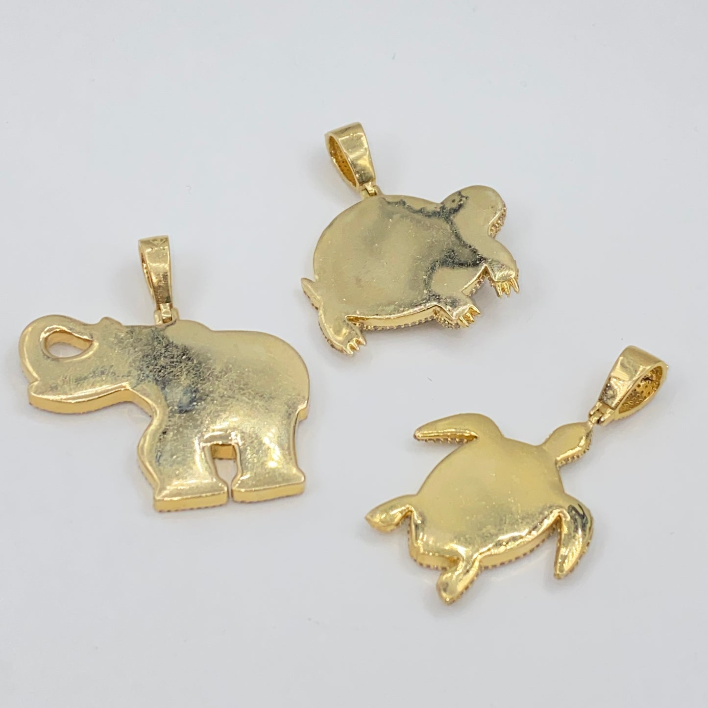 10K Elephant Turtle Animal Picture Photo Diamond Pendant