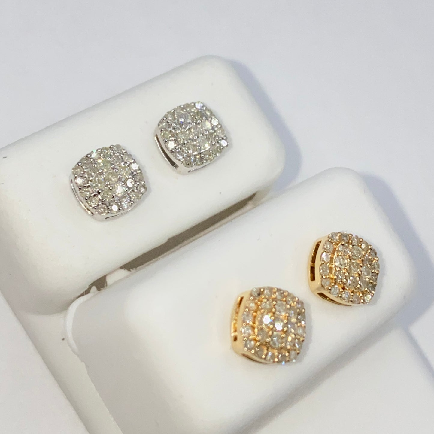 14K 7MM Rounded Square Diamond Earrings