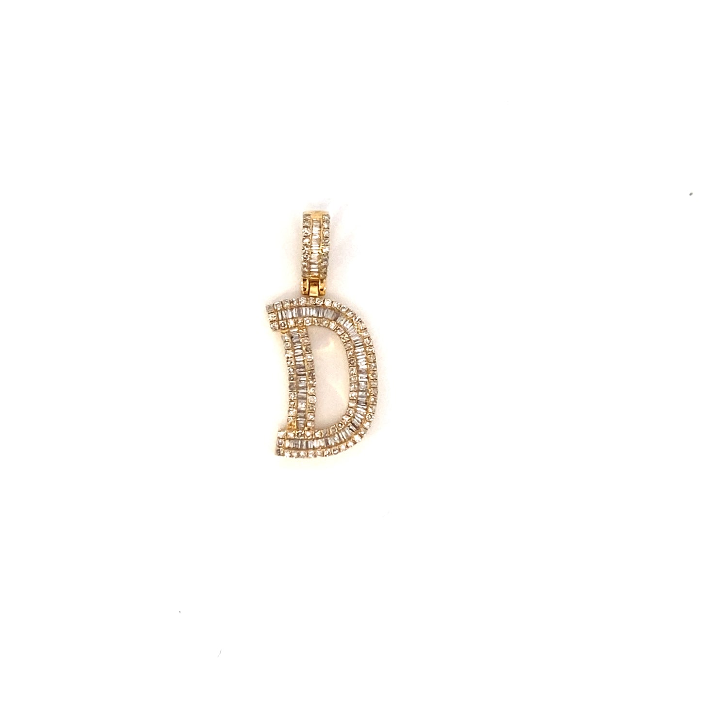 14K Bamboo Initial Letter Diamond Baguette Pendants Full Collection