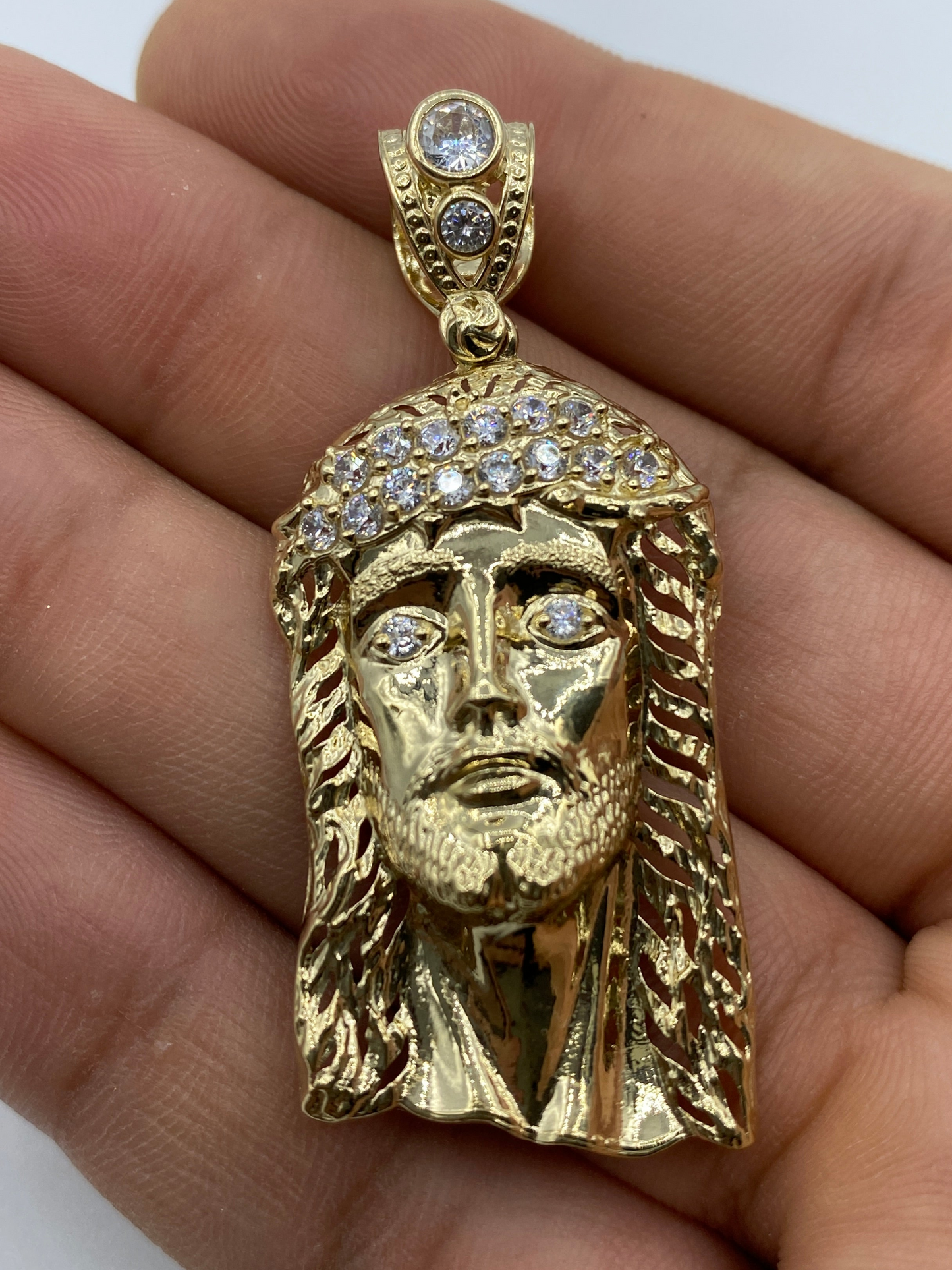 14K Jesus Head Pendant 2.0"