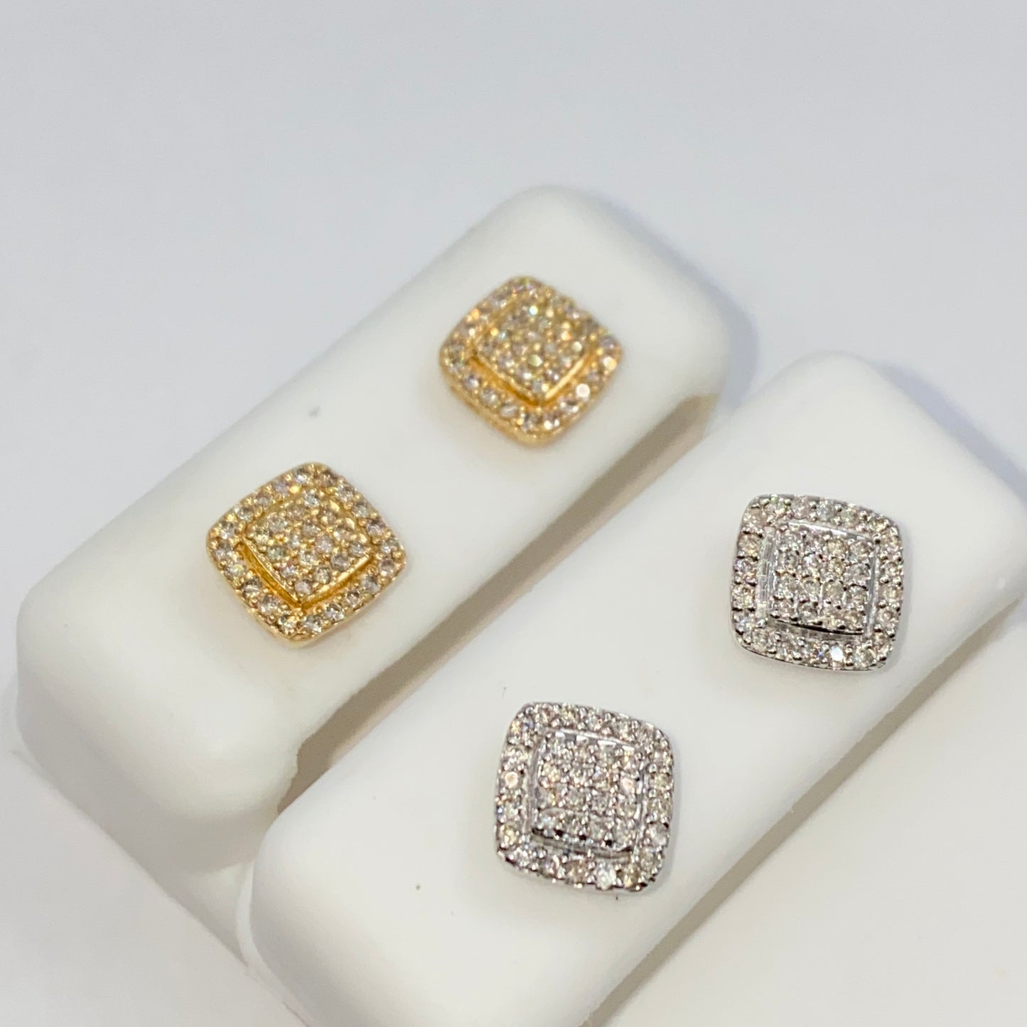 14K 7.9MM Rounded Square Halo Diamond Earrings