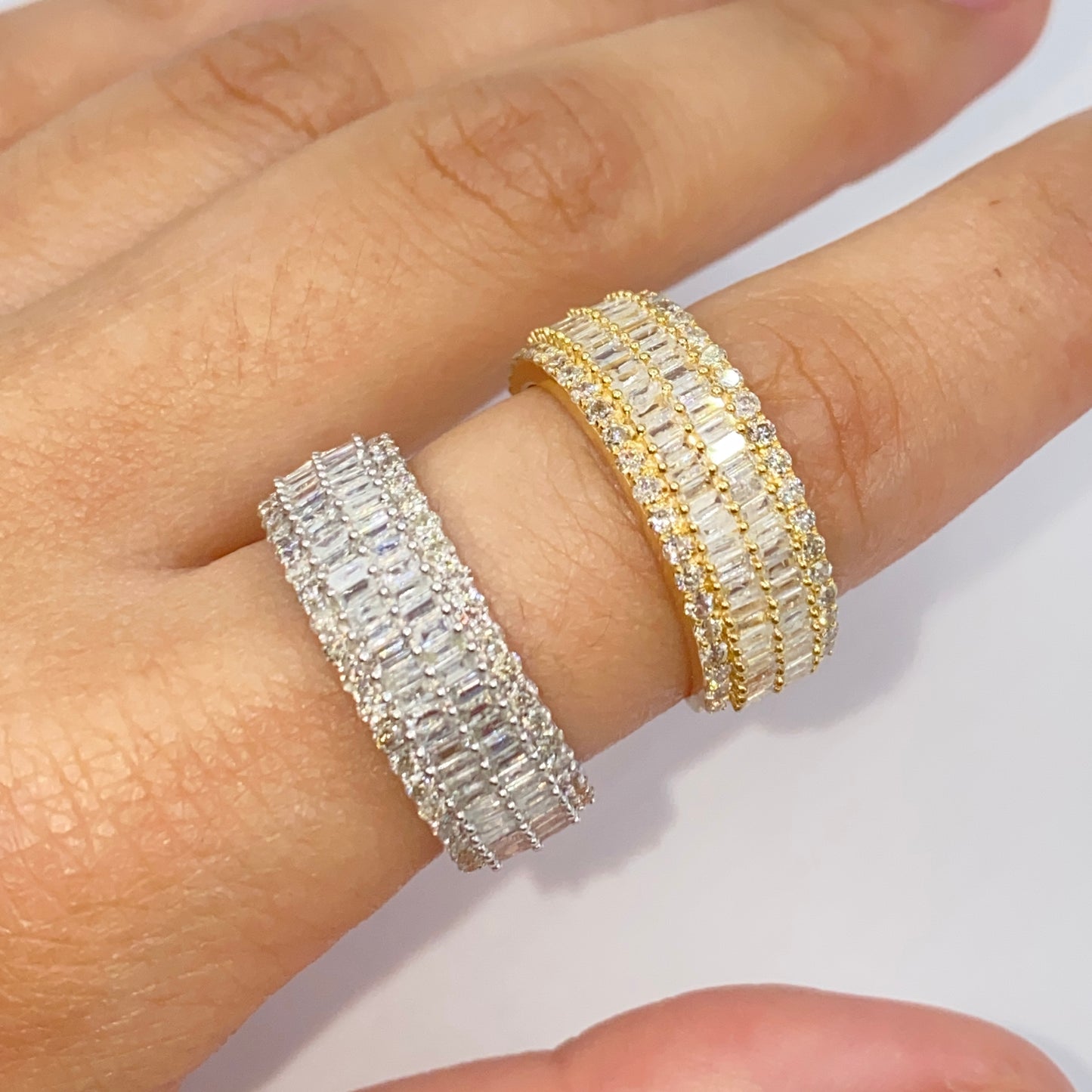 14K 8.2MM Diamond Baguette Ring Band