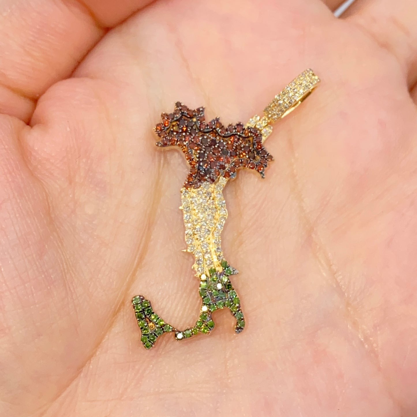 14K Italy Flag Diamond Pendant