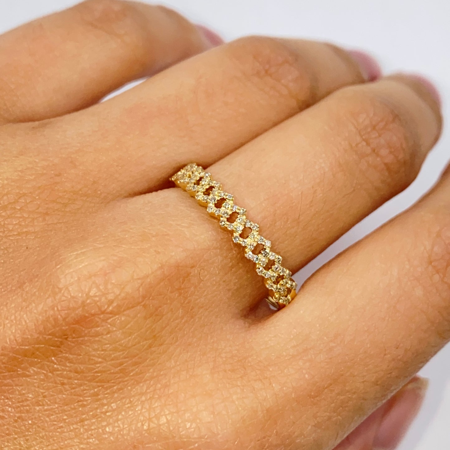 14K 4M Cuban Link Diamond Ring