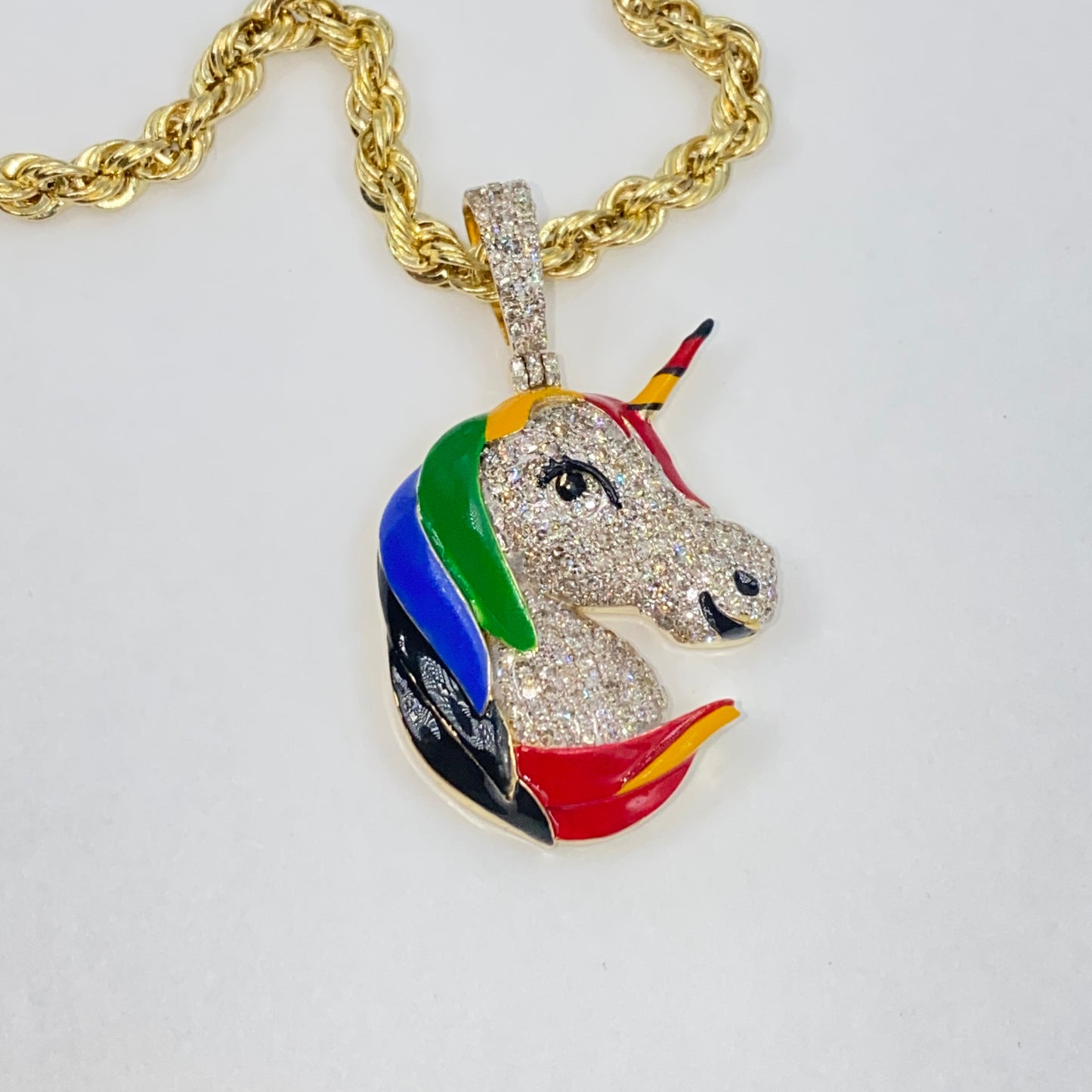 14K Pride Rainbow Unicorn Diamond Pendant