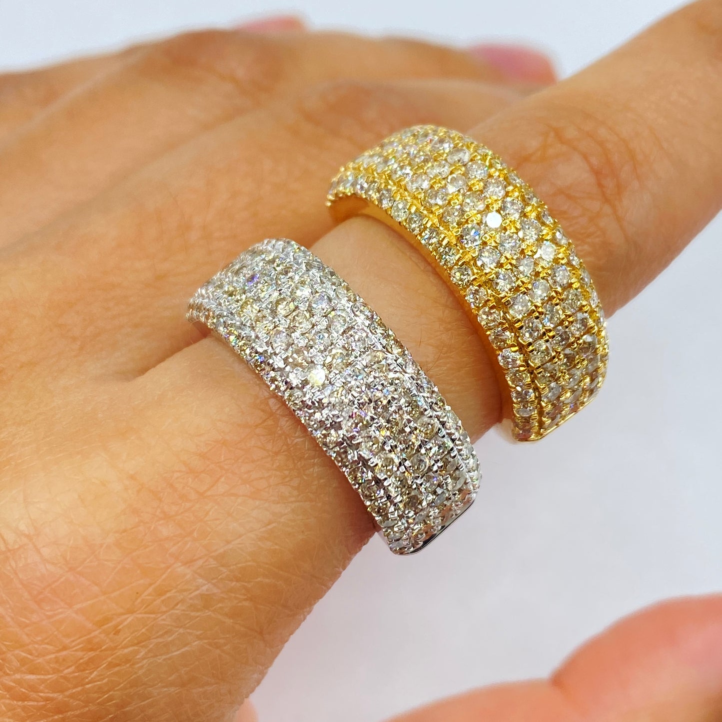 14K 8MM Iced Stack Diamond Ring Band