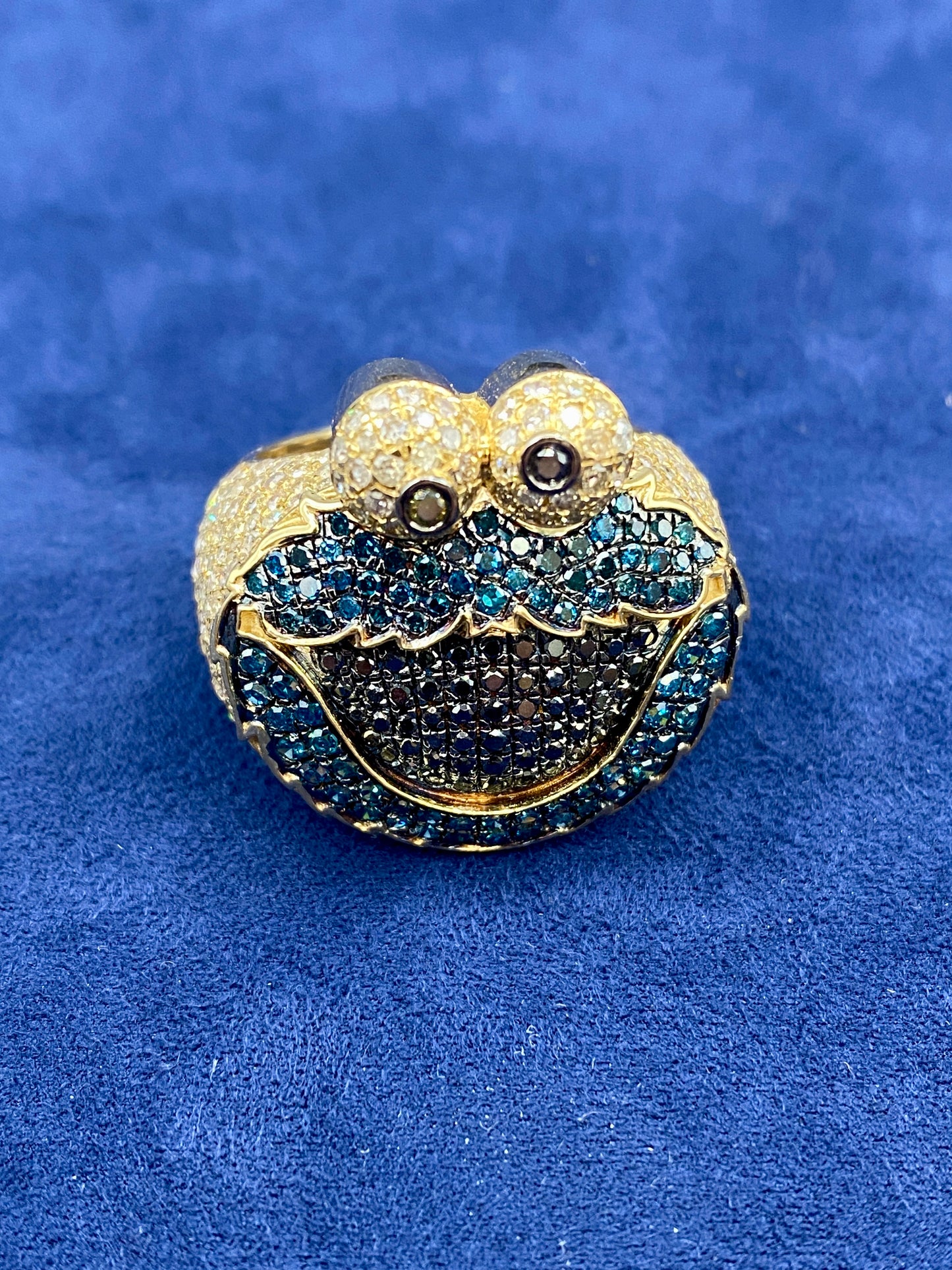14K Diamond Cookie Monster Ring