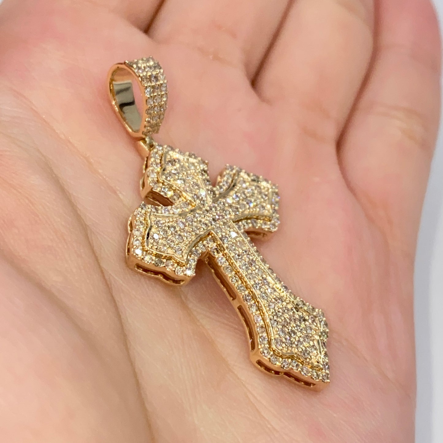14K Romance Cross Diamond Pendant