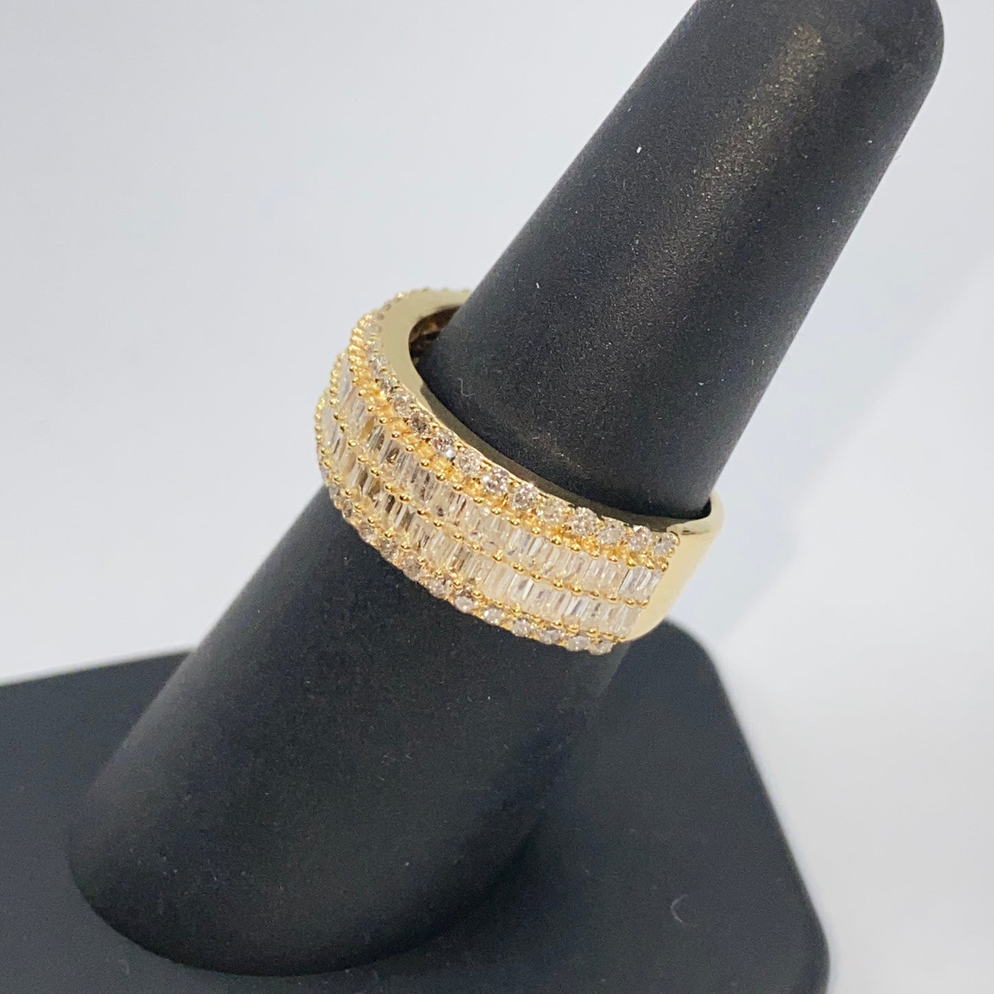 14K 8.2MM Diamond Baguette Ring Band