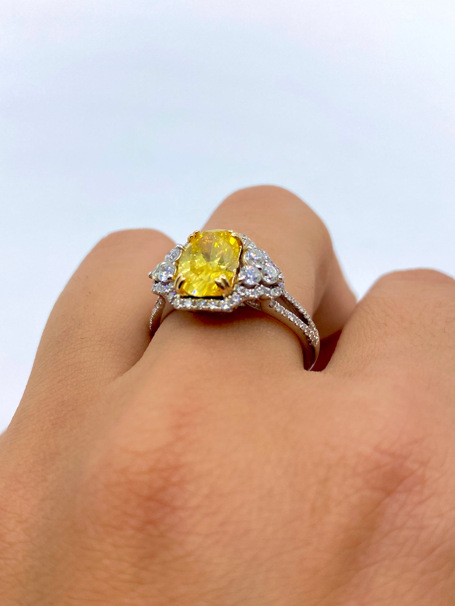 14K Natural Canary Diamond Engagement Ring