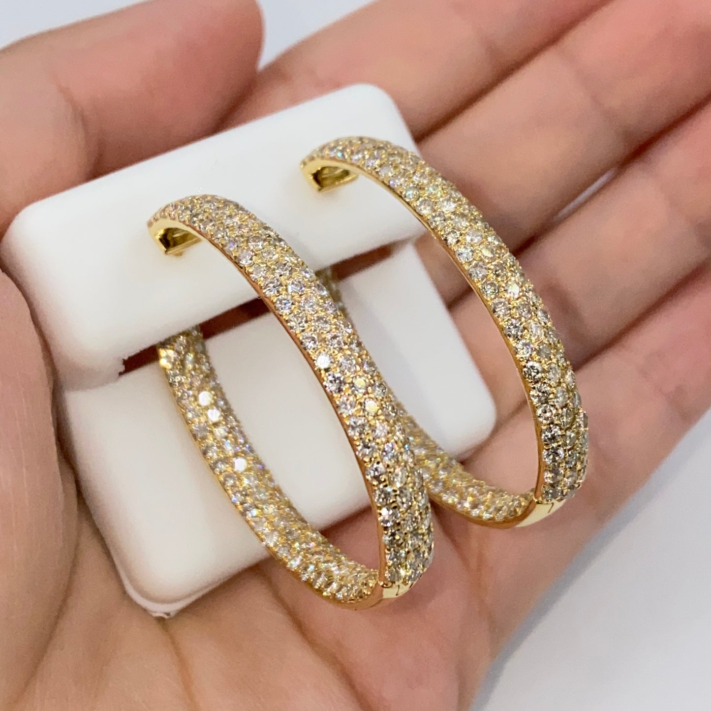 14K Goddess Hoop Diamond Earrings