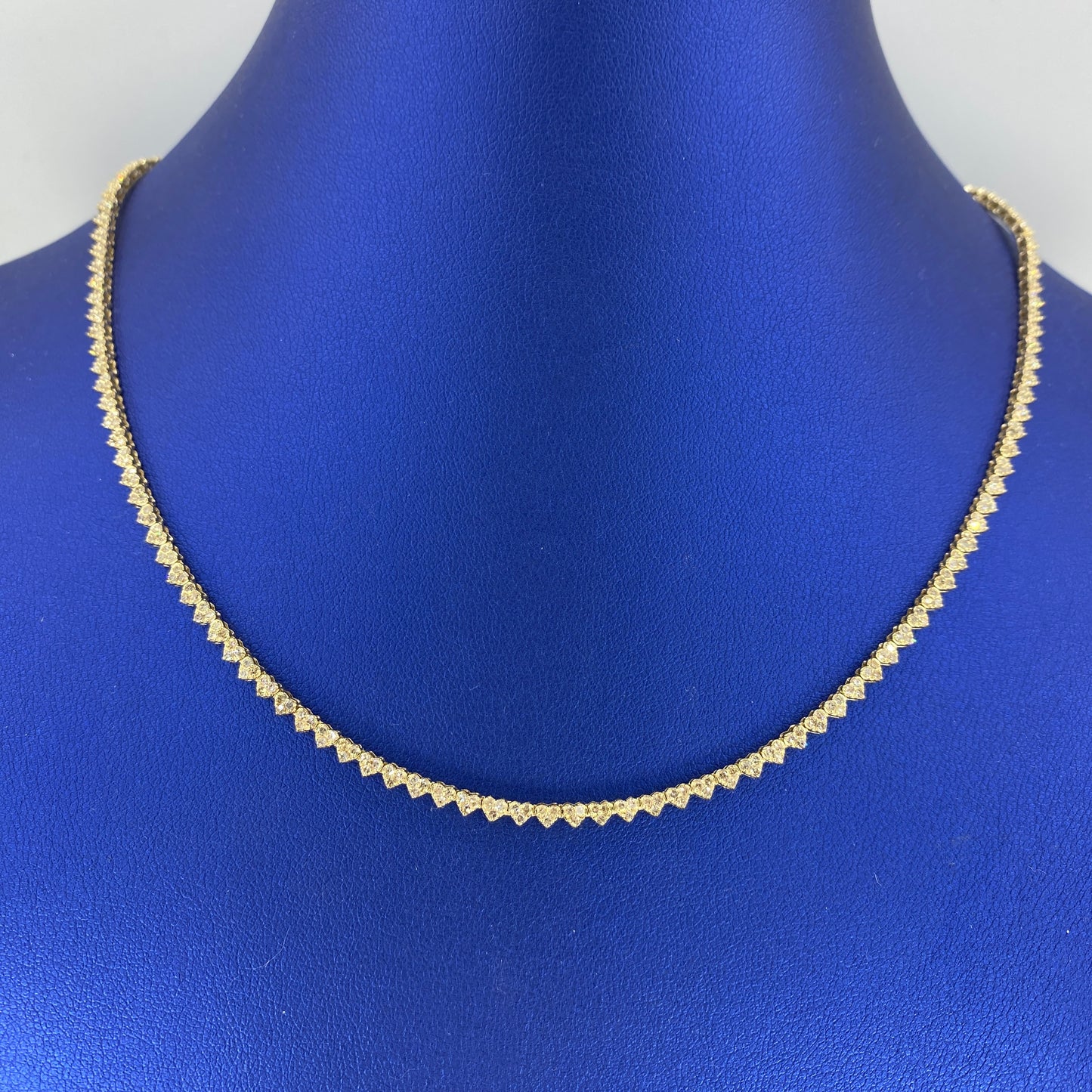 14K Heart Link Tennis Chain 17"