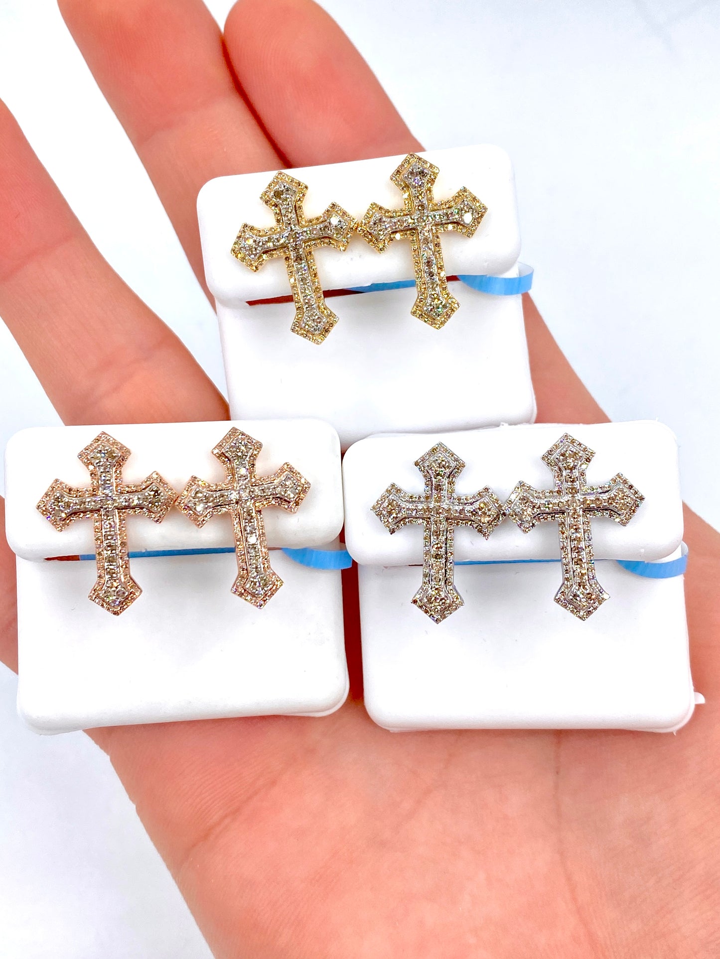 14K Large Cross Earrings