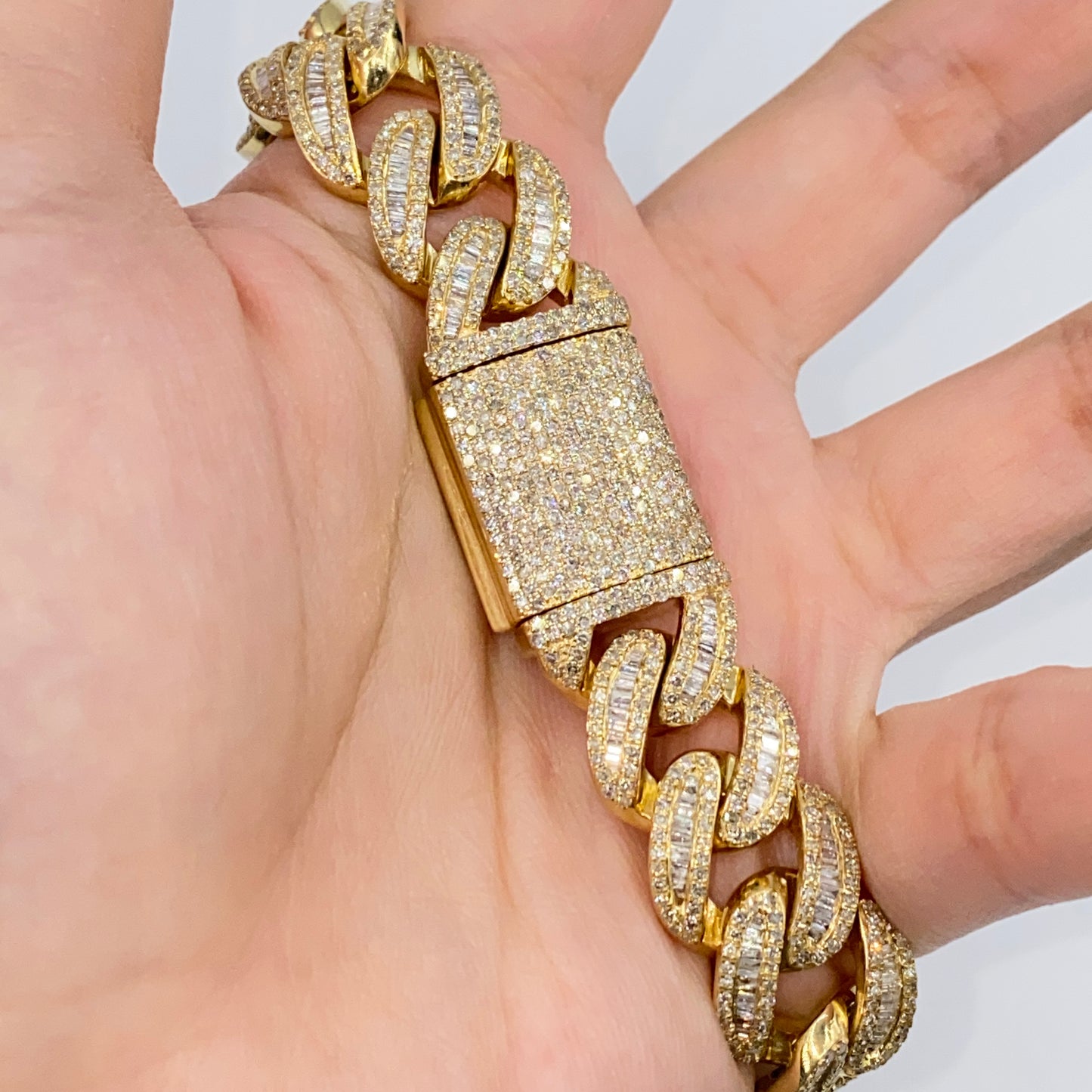 14K 14MM Chubby Cuban Link Diamond Bracelet
