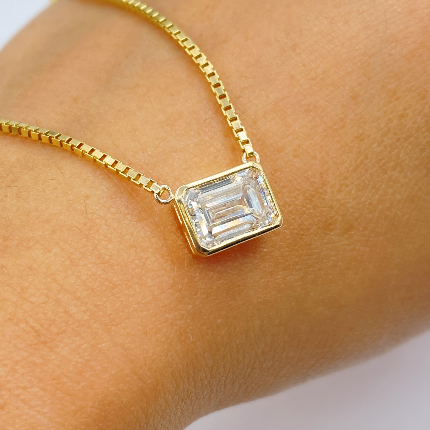 14K Emerald Cut Diamond Necklace