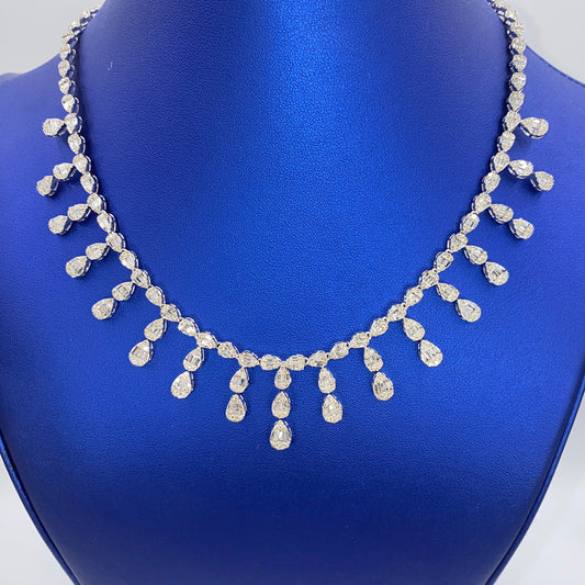 14K Carmilla Pear Diamond Link Necklace