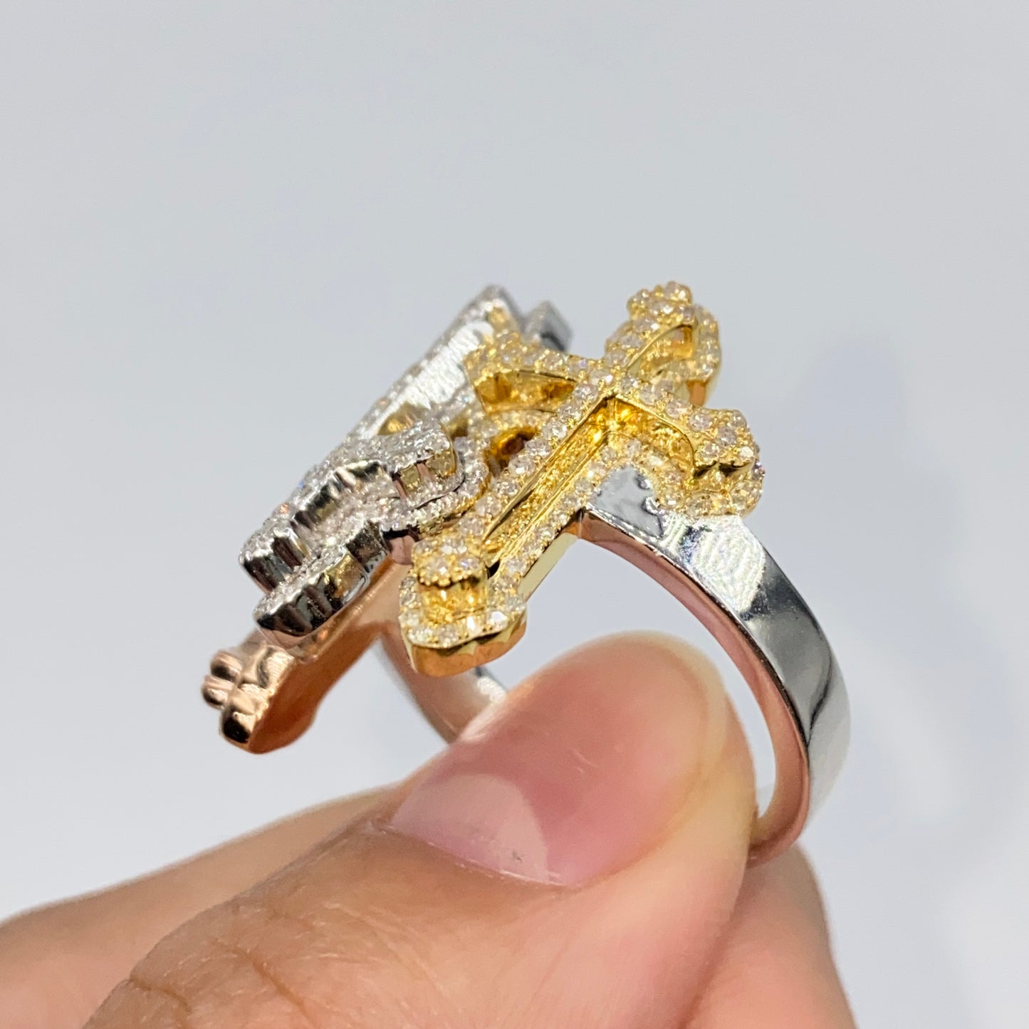 10K Holy Trinity Cross Diamond Ring