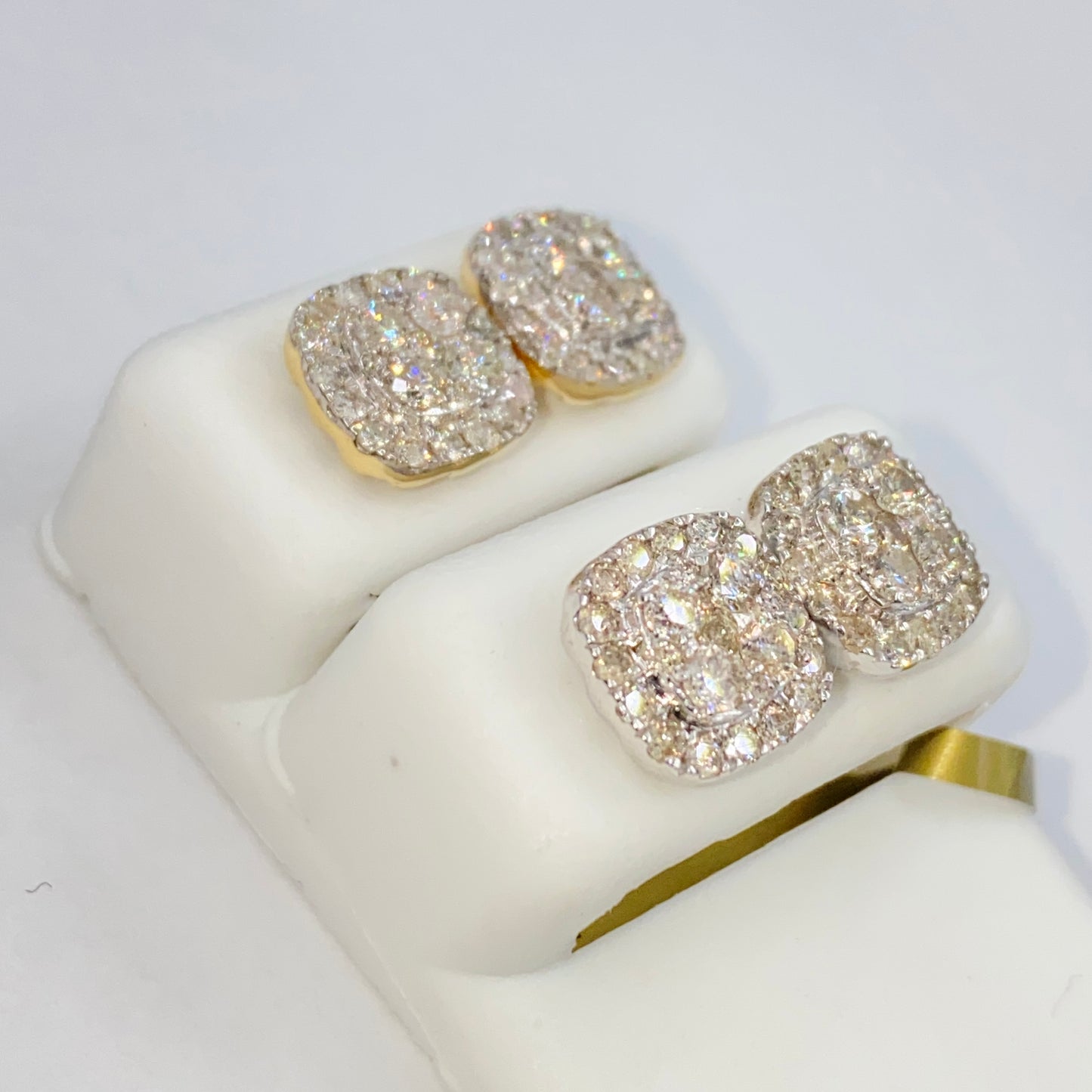 10K 10MM Rounded Square Halo Diamond Ring