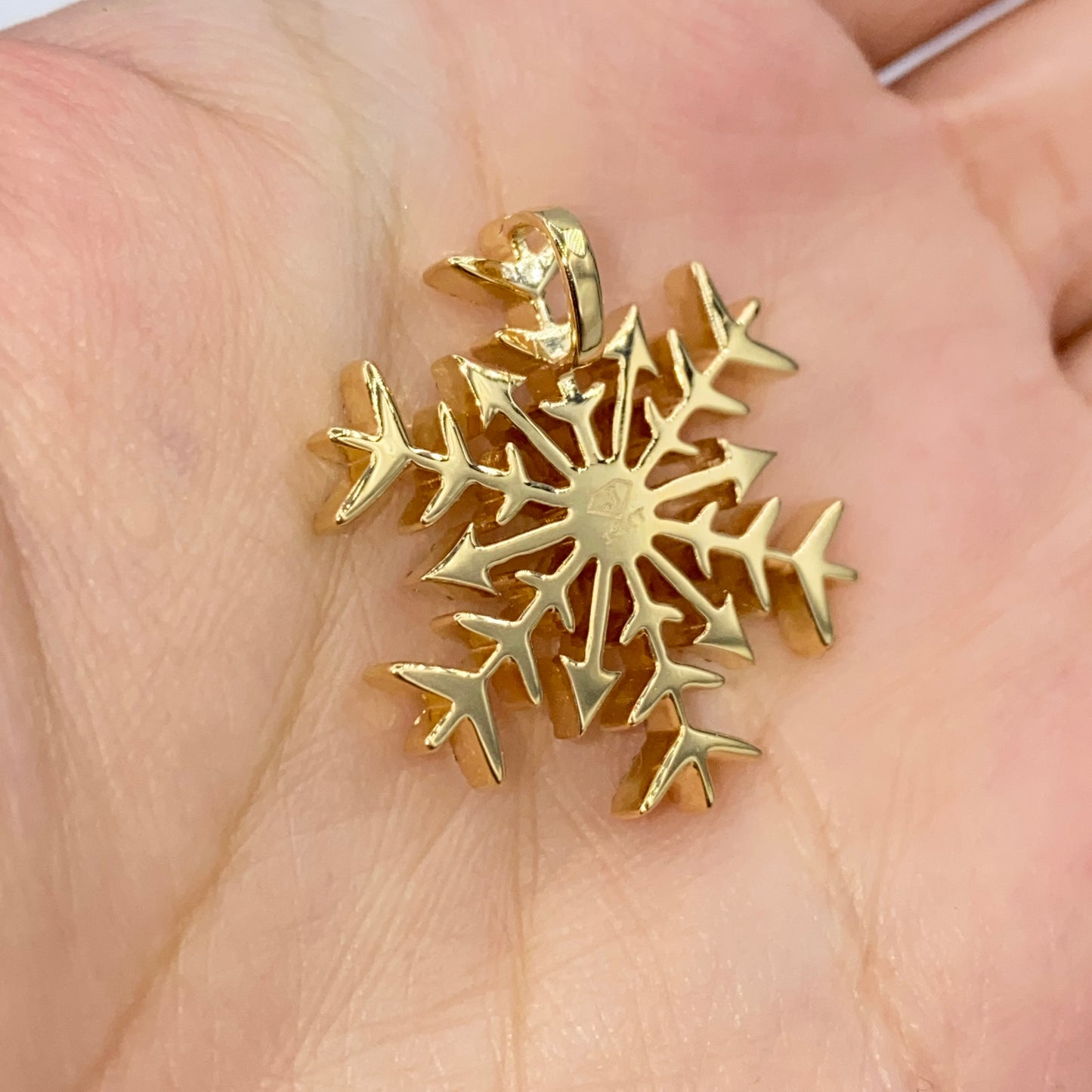 14K Snowflake Diamond Pendant
