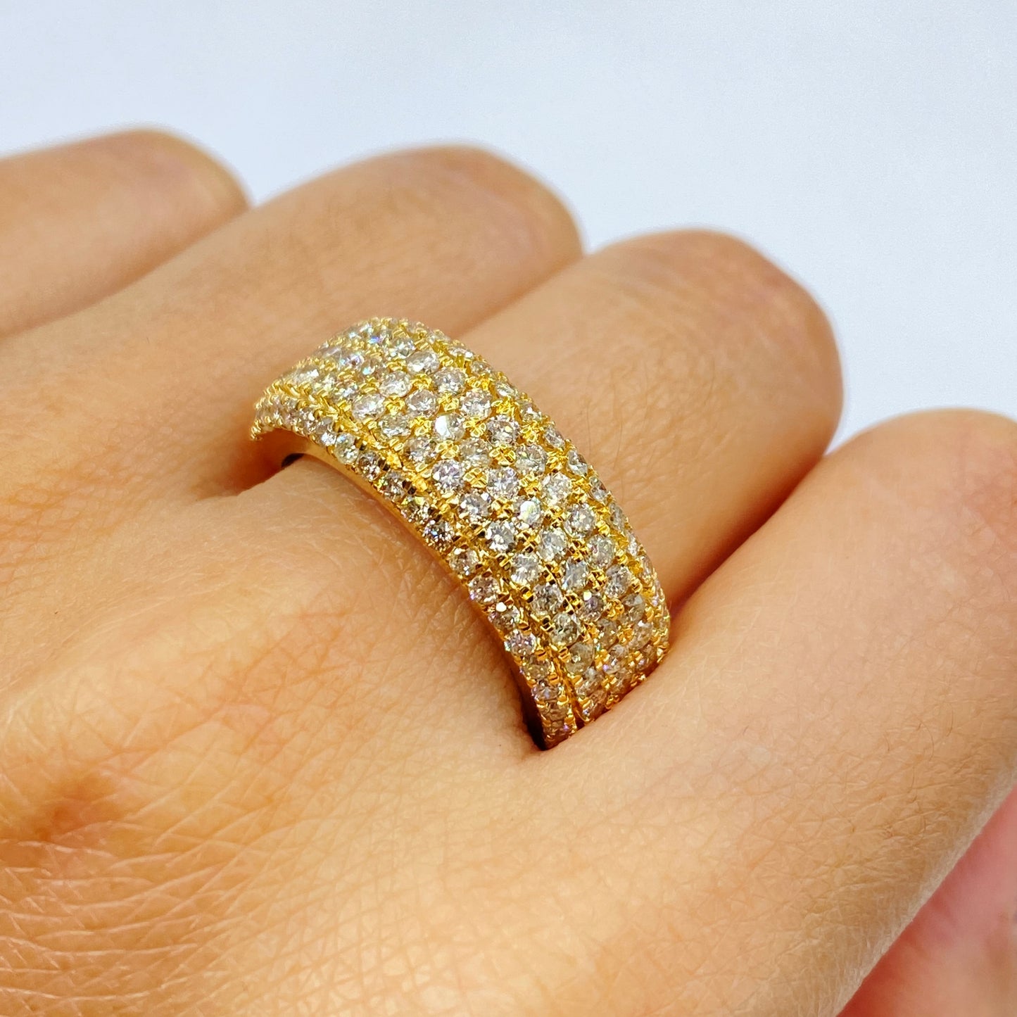 14K 8MM Iced Stack Diamond Ring Band
