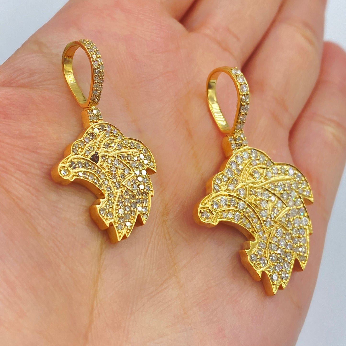 14K Iced Roaring Lion Diamond Pendant