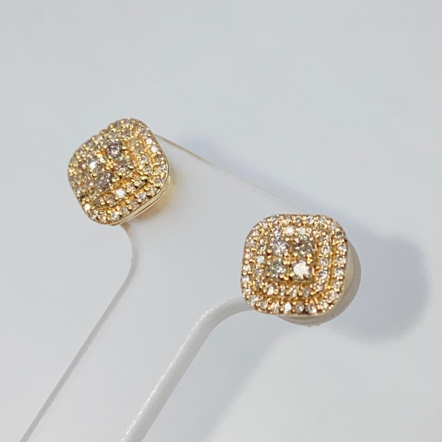 14K 8.2MM Rounded Square Diamond Earrings