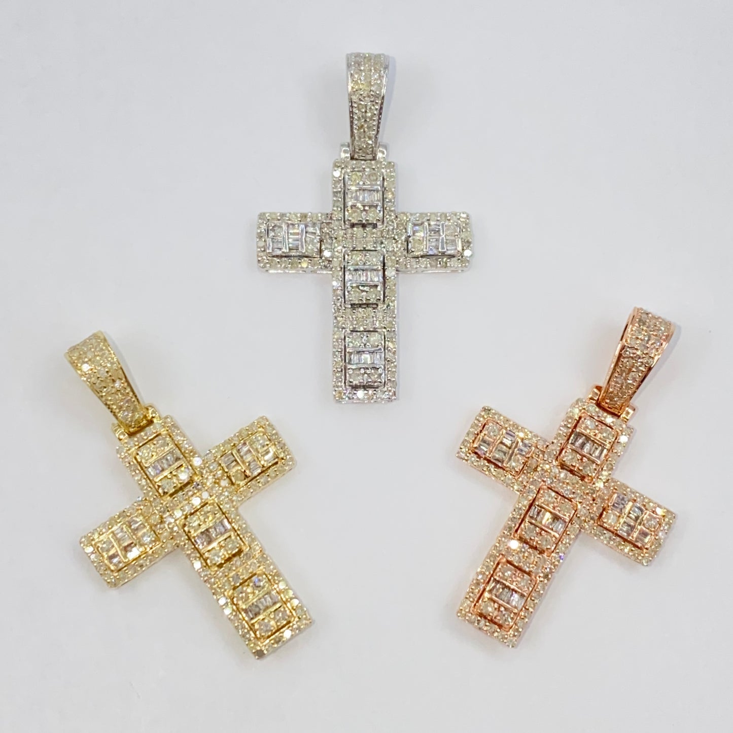 10K Humble Cross Diamond Baguette Pendant