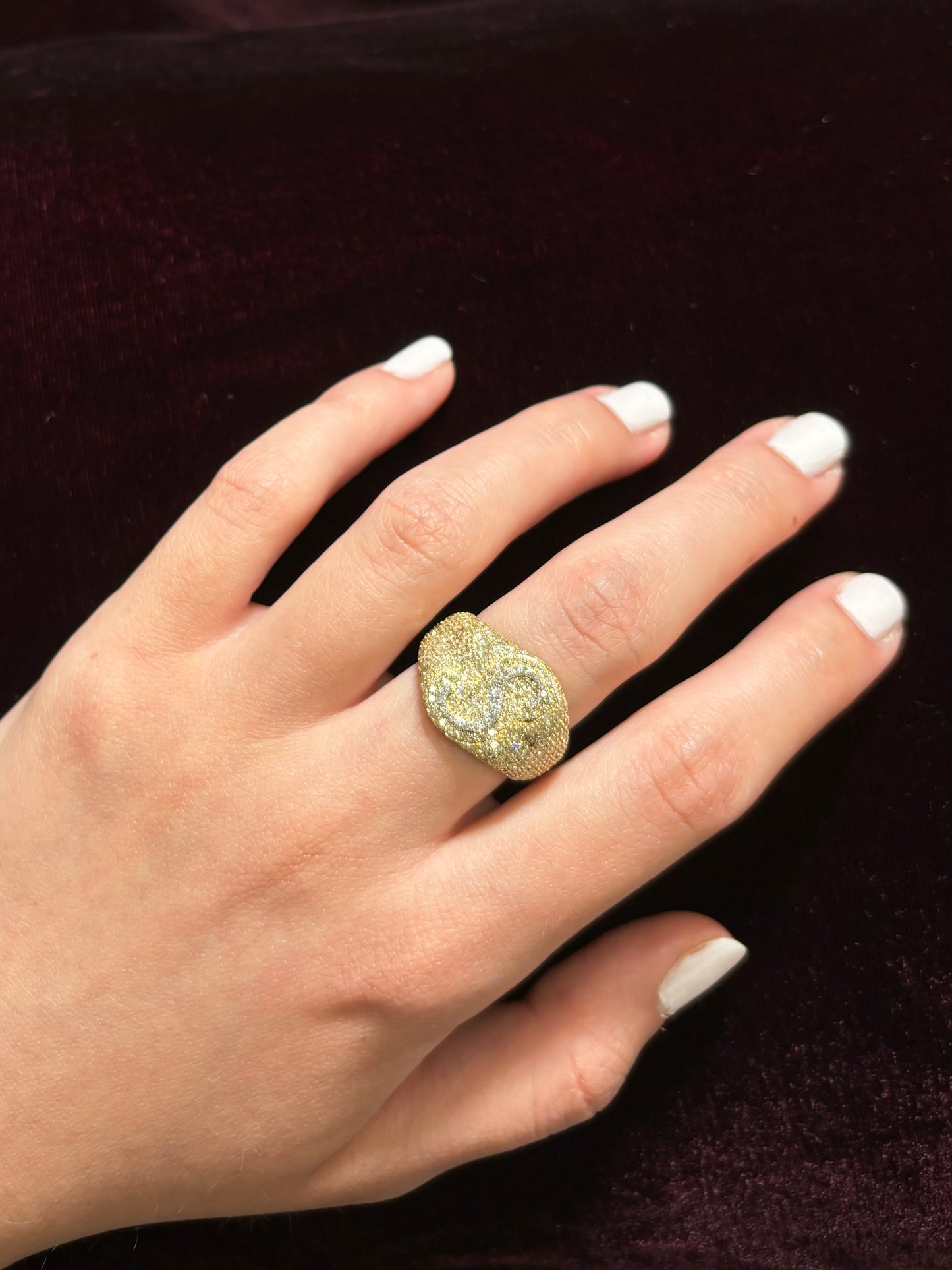 10K Bubble Script Initial Diamond Ring