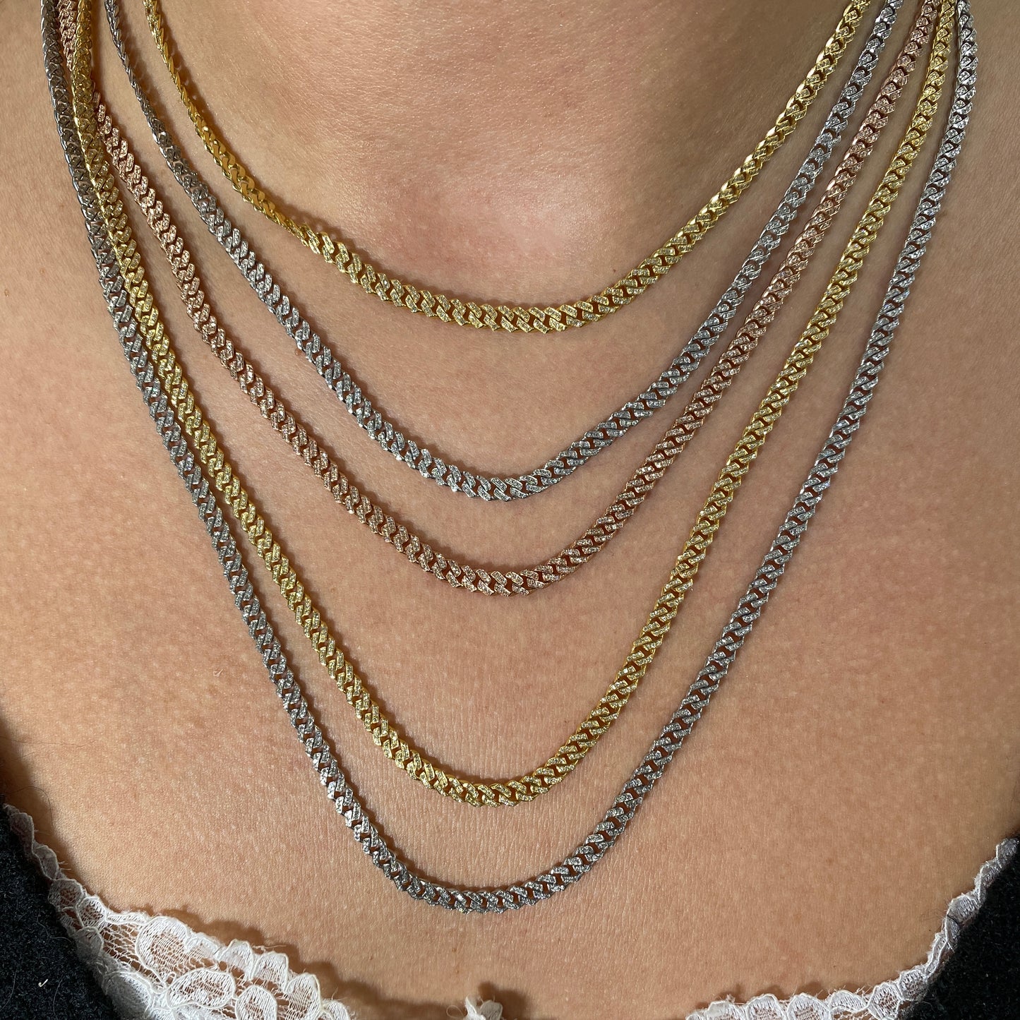 10K 4.5MM Diamond Cuban Link Chain