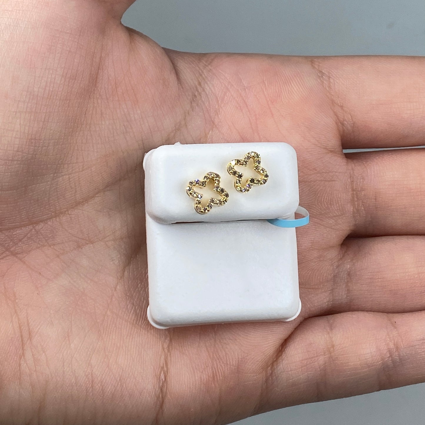 14K Open Clover Diamond Earrings