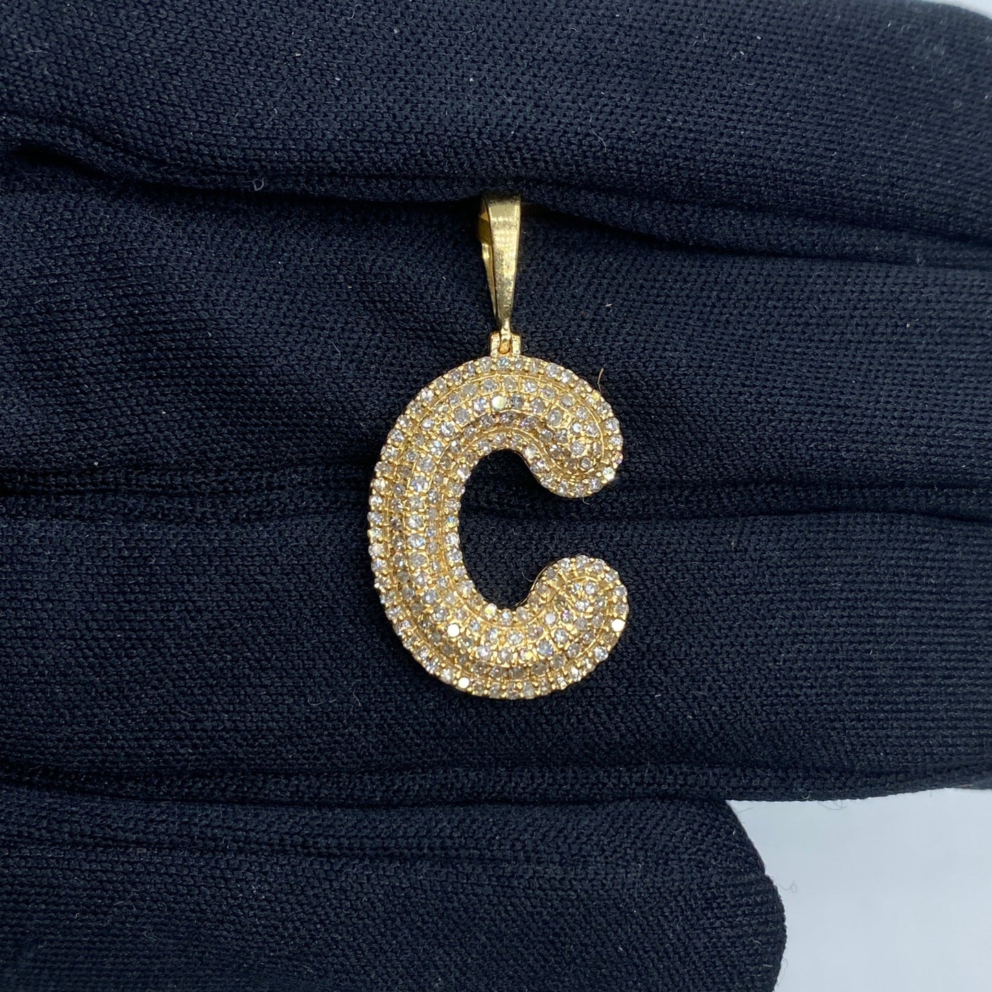 Bubble Initial Letter Diamond Pendant in 10K Full Collection