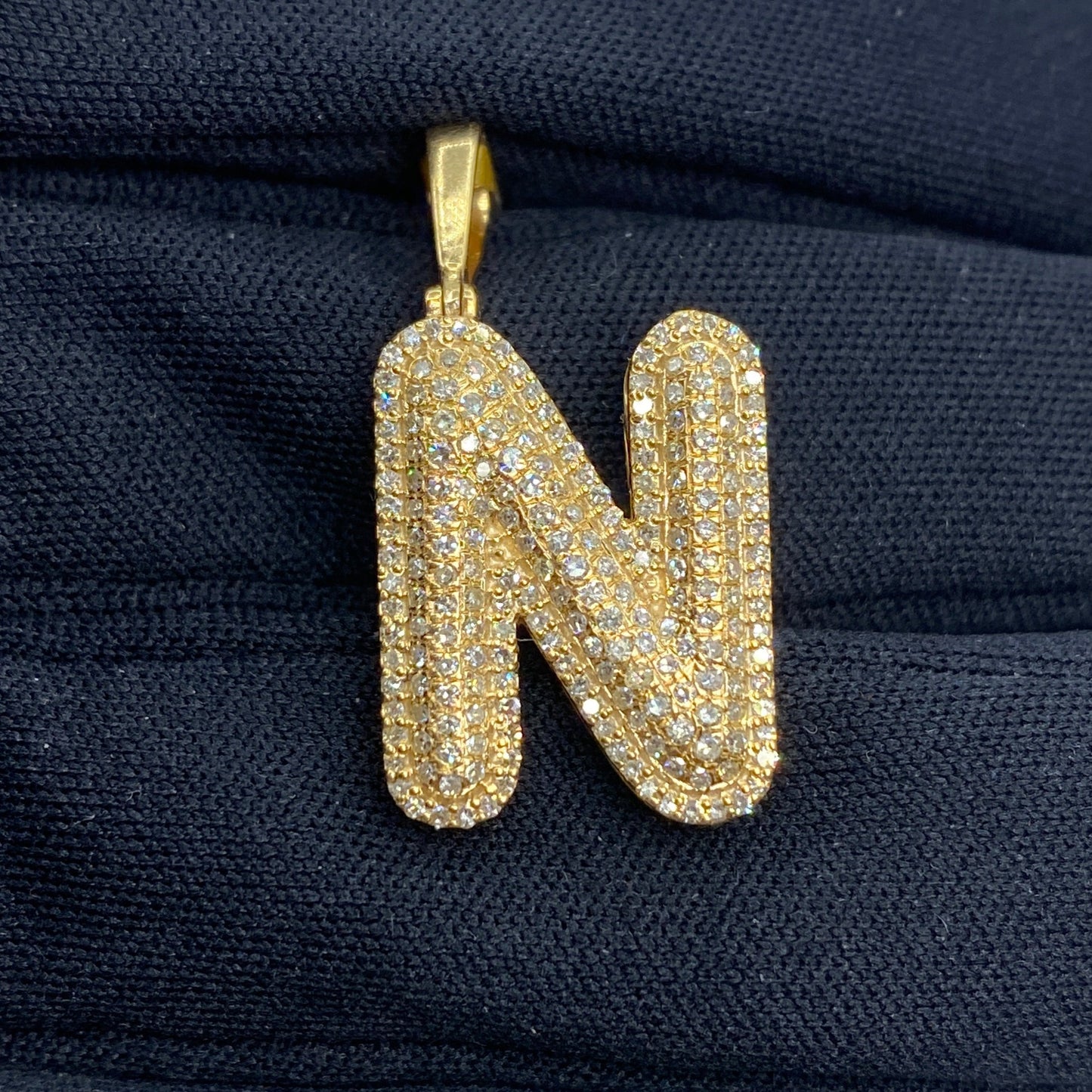 Bubble Initial Letter Diamond Pendant in 10K Full Collection