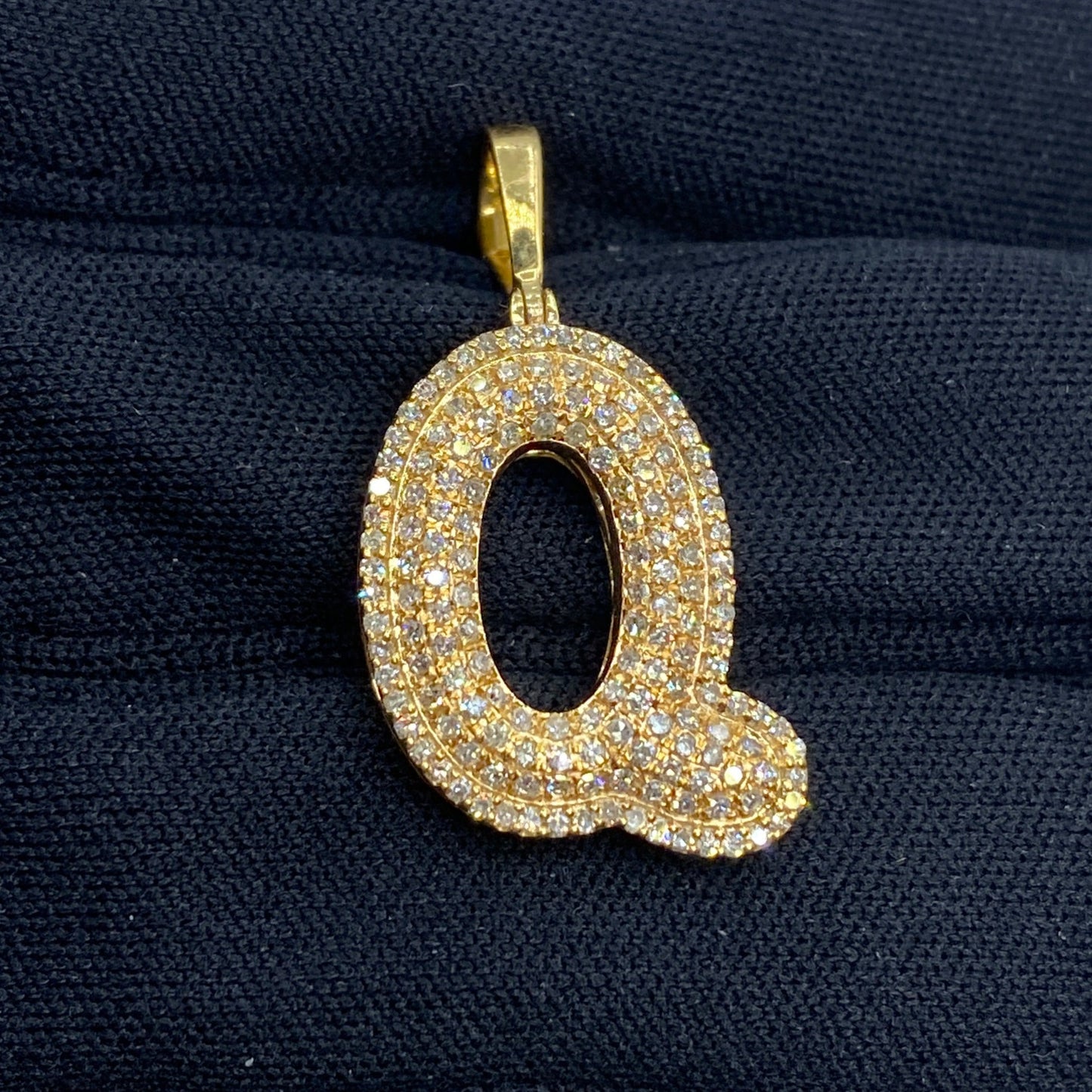 Bubble Initial Letter Diamond Pendant in 10K Full Collection