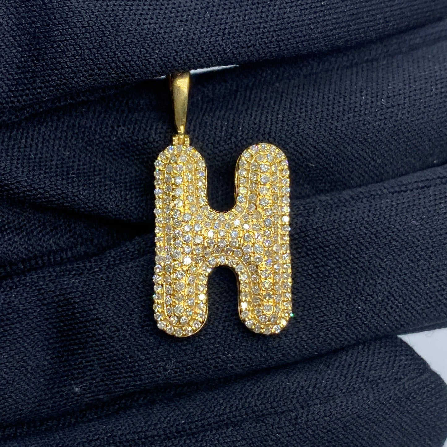 Bubble Initial Letter Diamond Pendant in 10K Full Collection