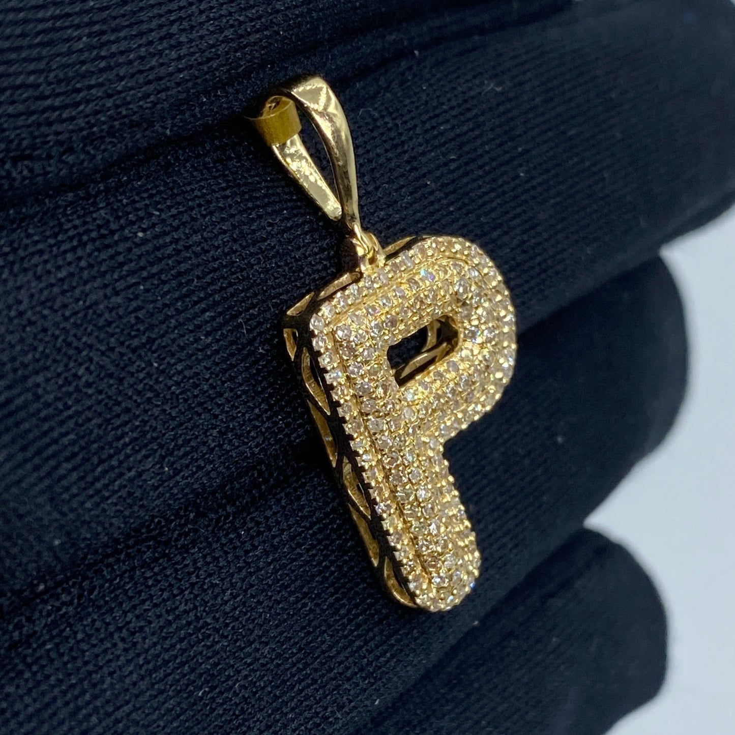 Bubble Initial Letter Diamond Pendant in 10K Full Collection