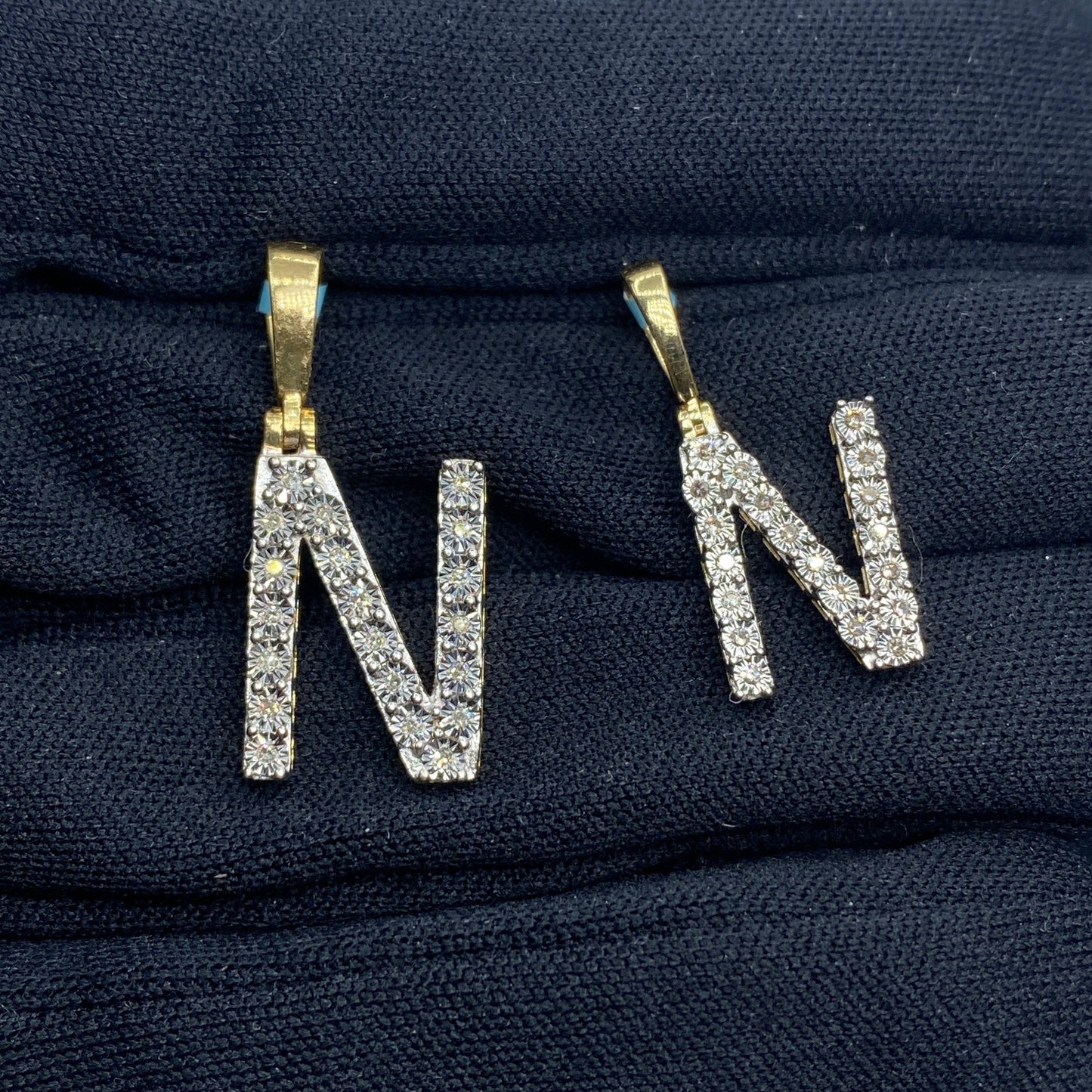 Pave Initial Letter Diamond Pendants Full Collection