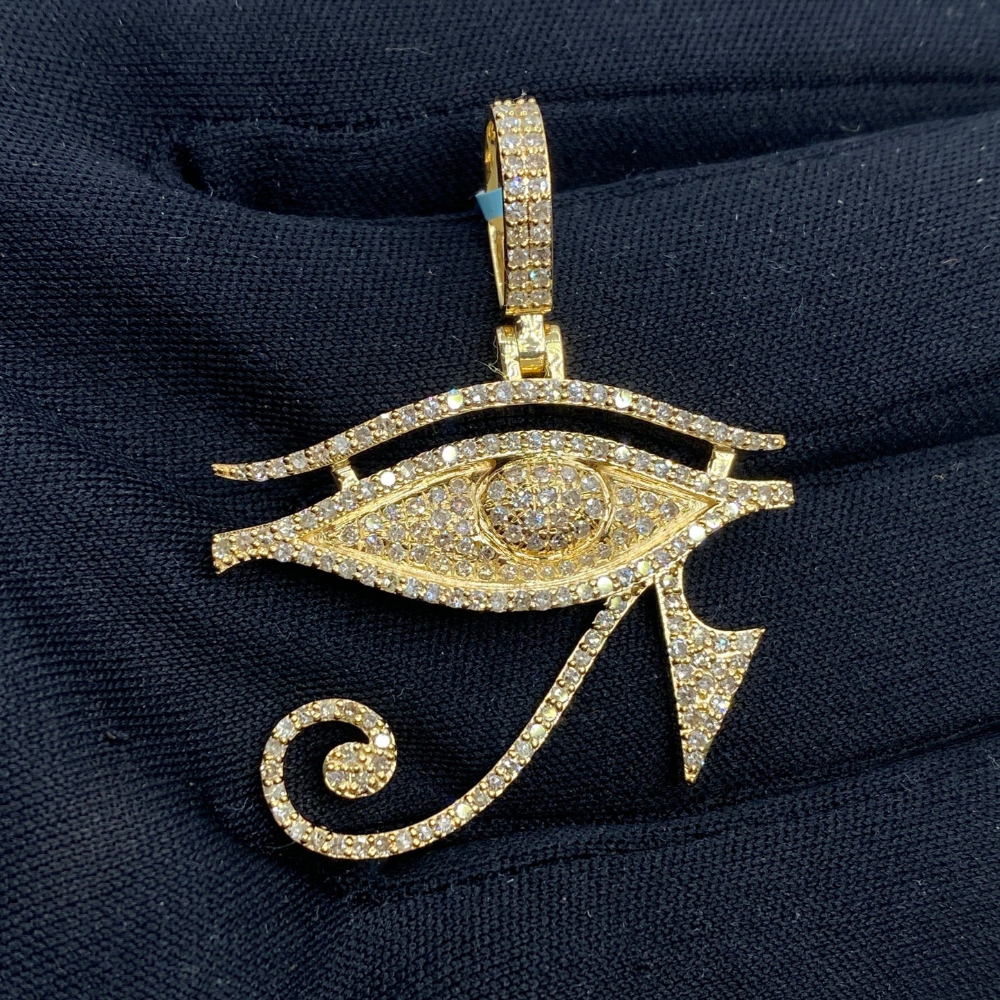 14K Eygptian Eye of Horus Diamond Pendant