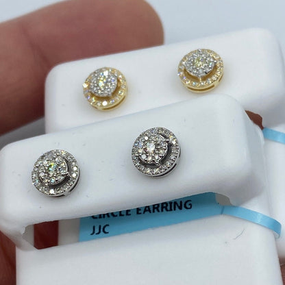14K Circle Halo Diamond Earrings